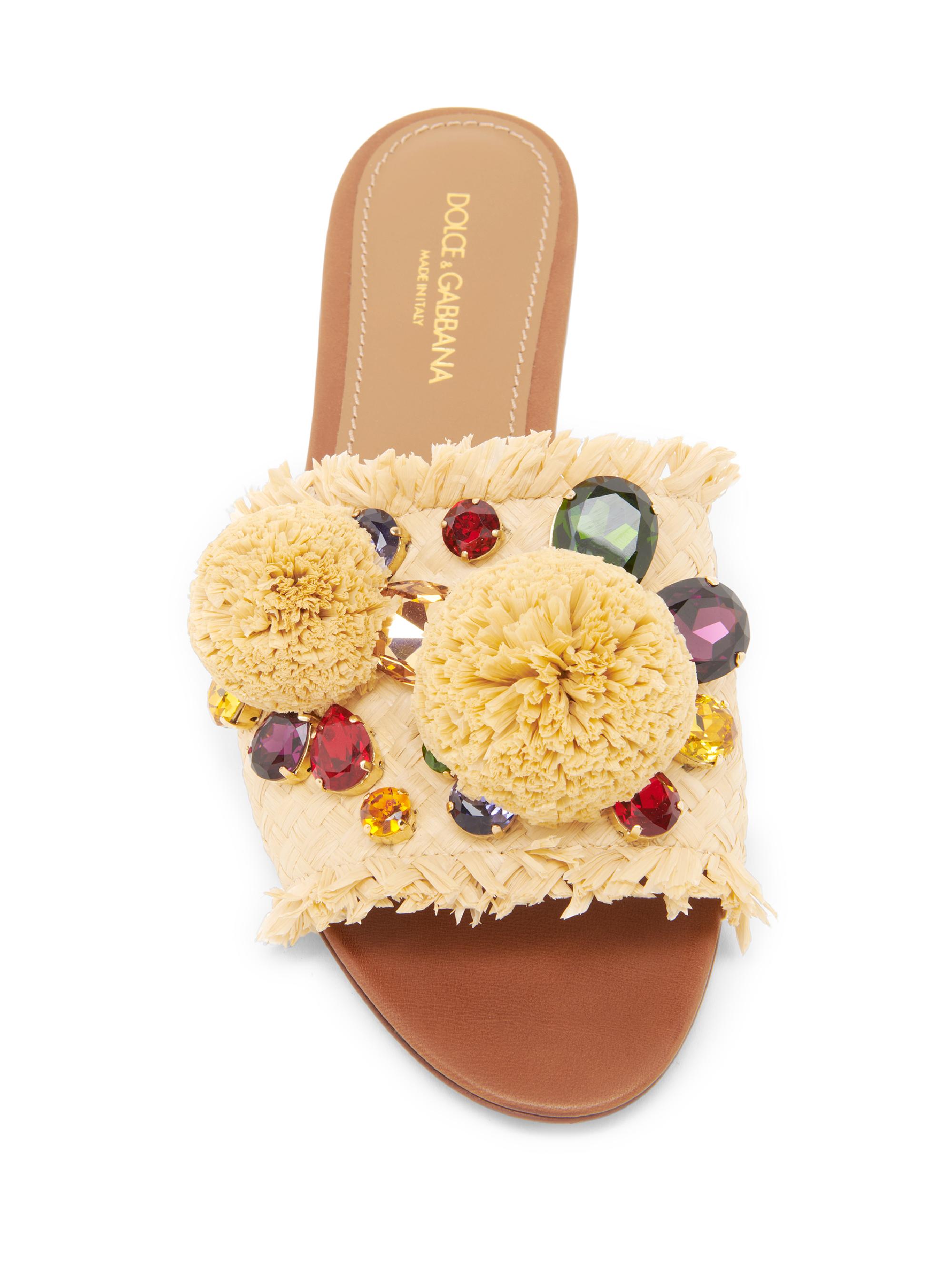 Dolce&Gabbana Flower-Detailed Raffia Sandals | Saks Fifth Avenue