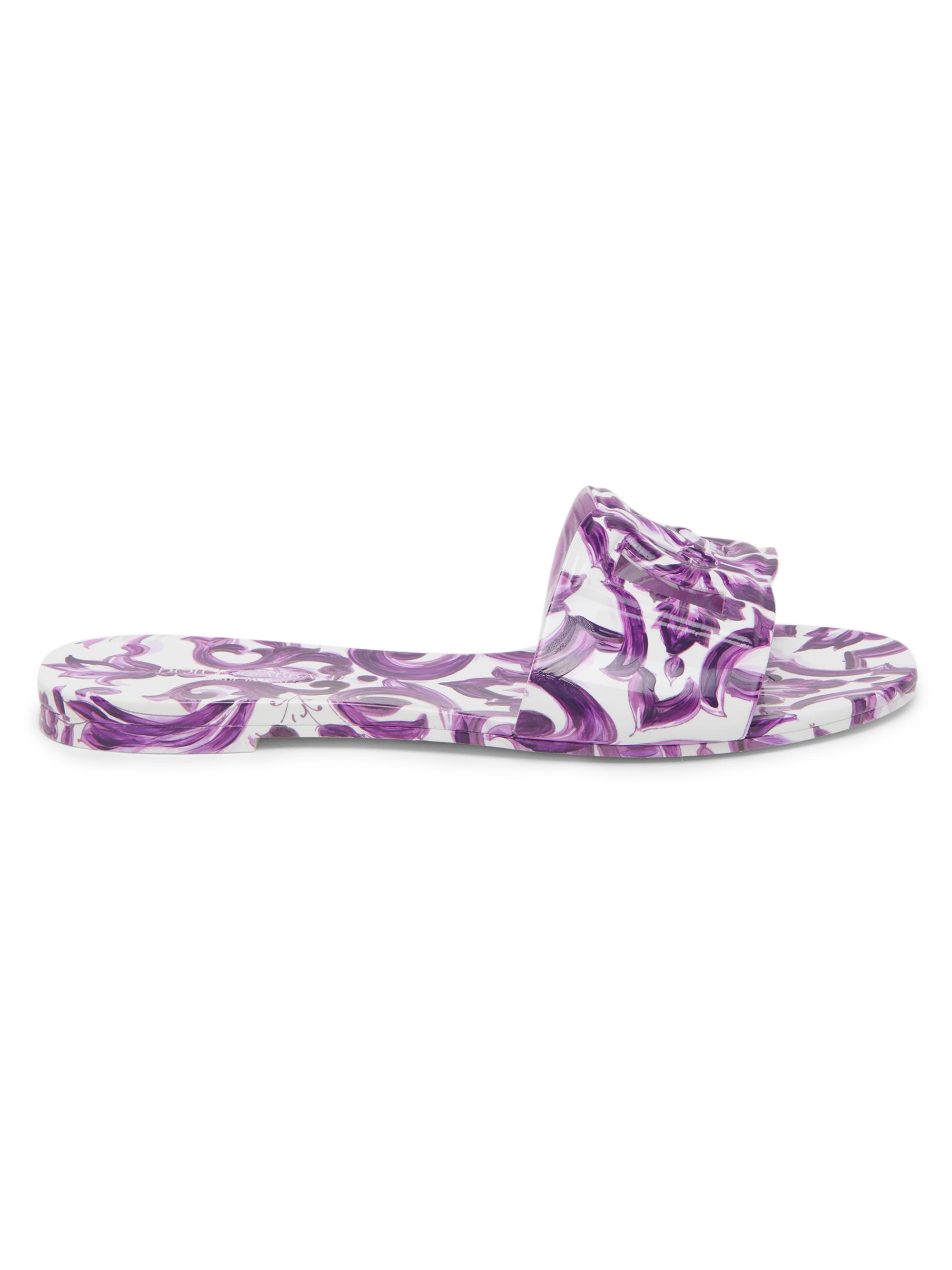 Dolce & Gabbana Women's Maiolica Flat Sandals - Maiolica Viola