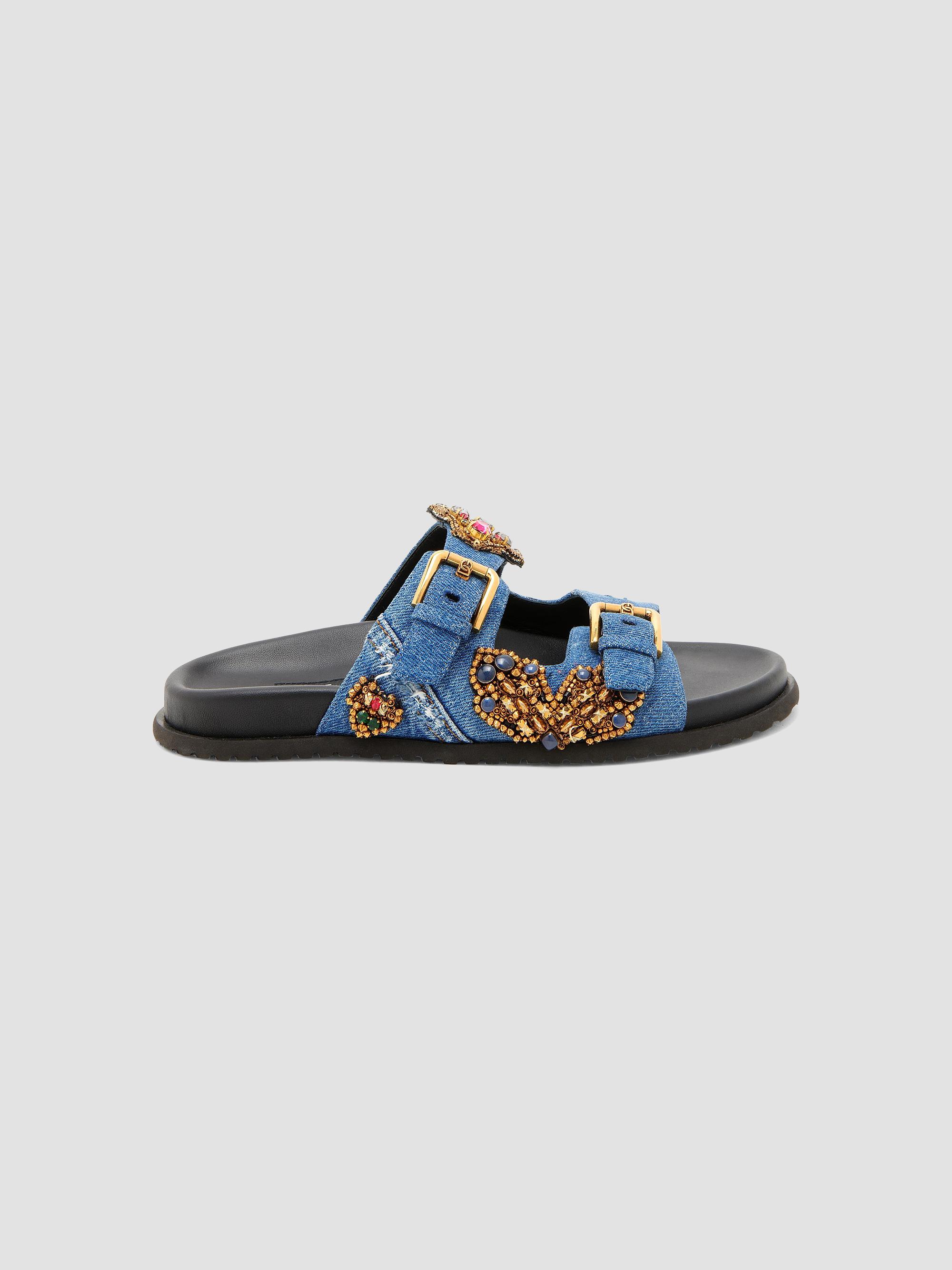 Dolce&Gabbana Like a Virgin Embellished Denim Sandals | Saks Fifth