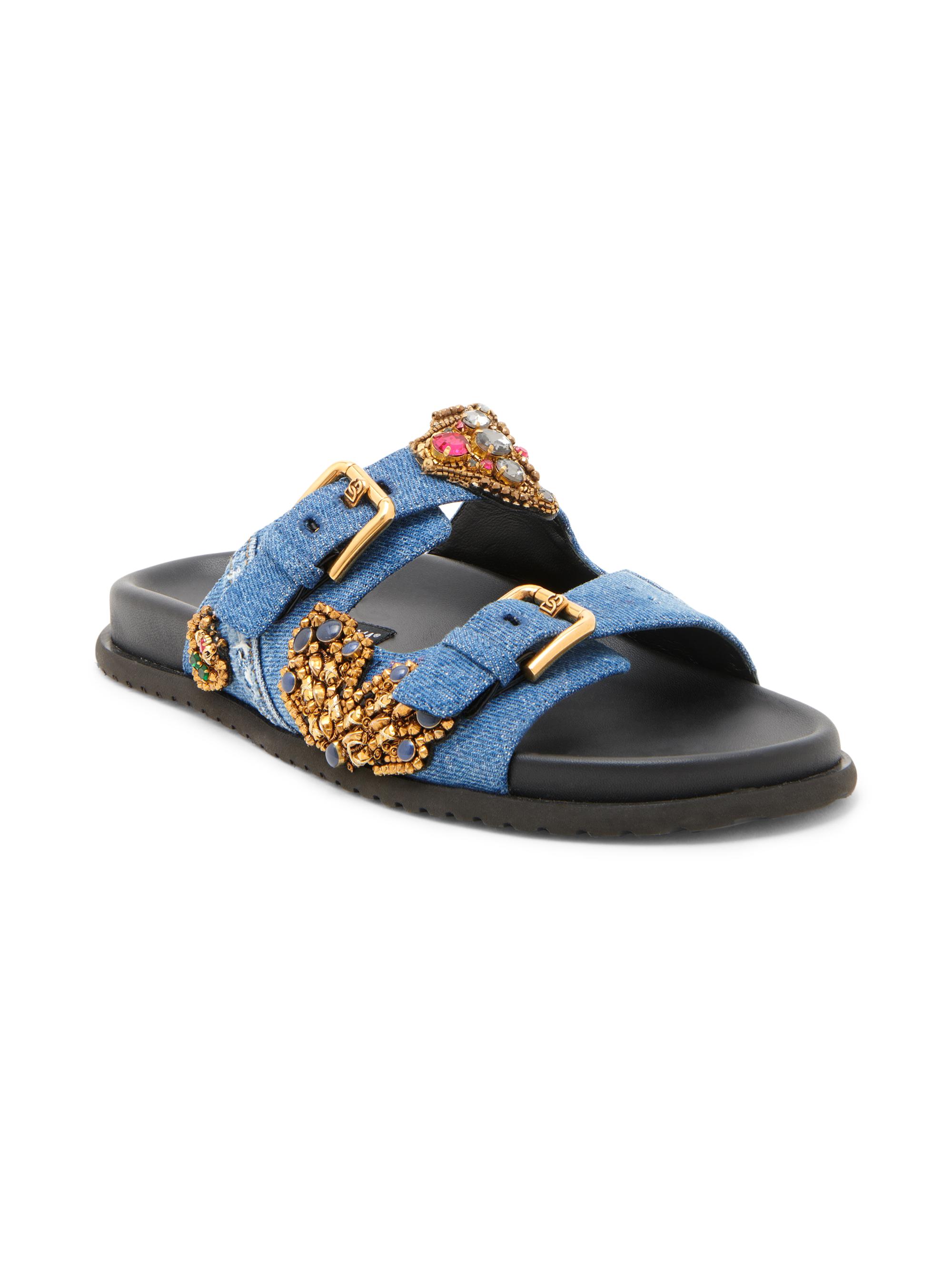 Dolce & Gabbana Women's Like a Virgin Embellished Denim Sandals - Blue Multicolour
