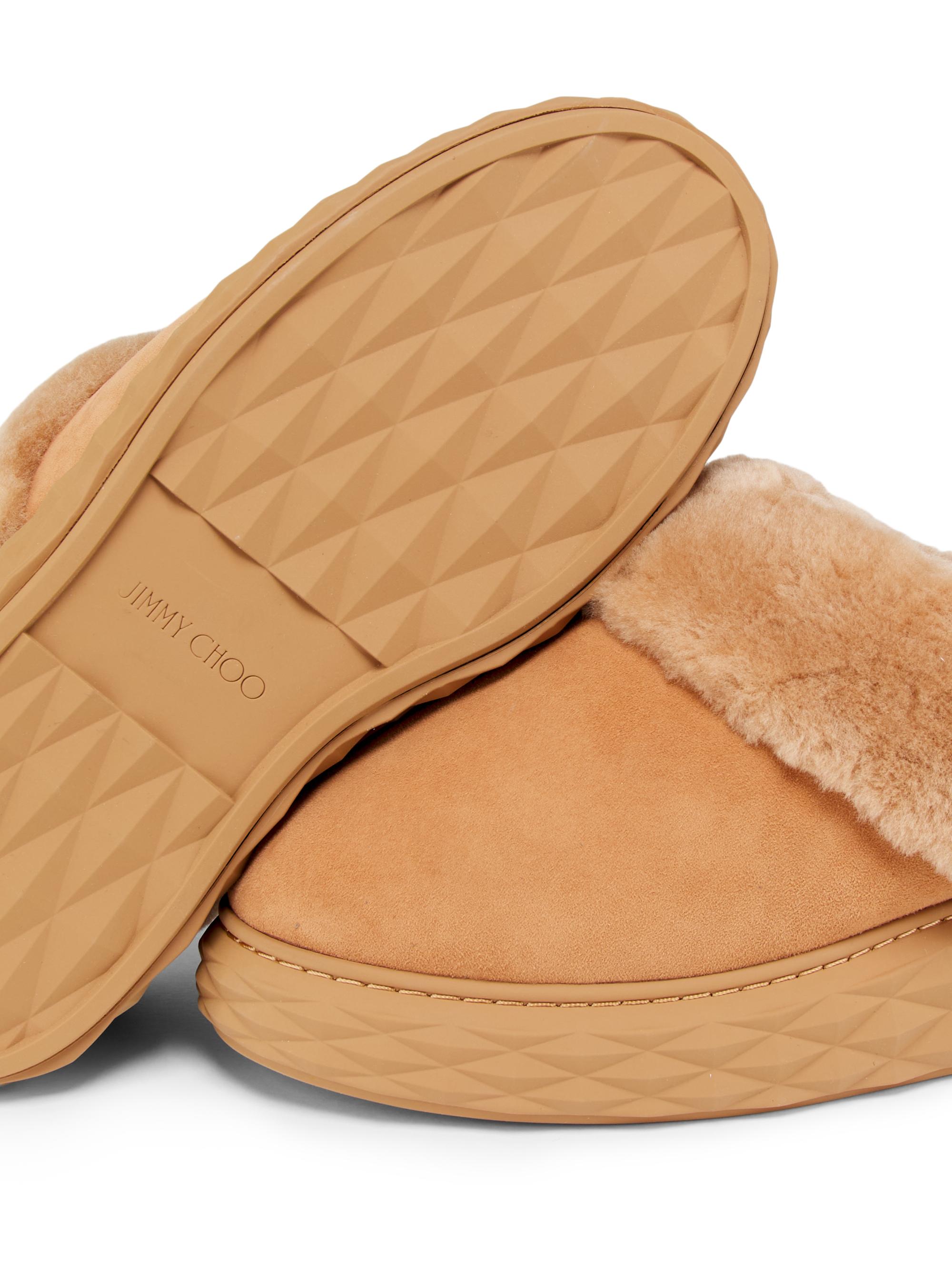 Jimmy Choo Diamond Maxi Suede Shearling Mules | Saks Fifth Avenue