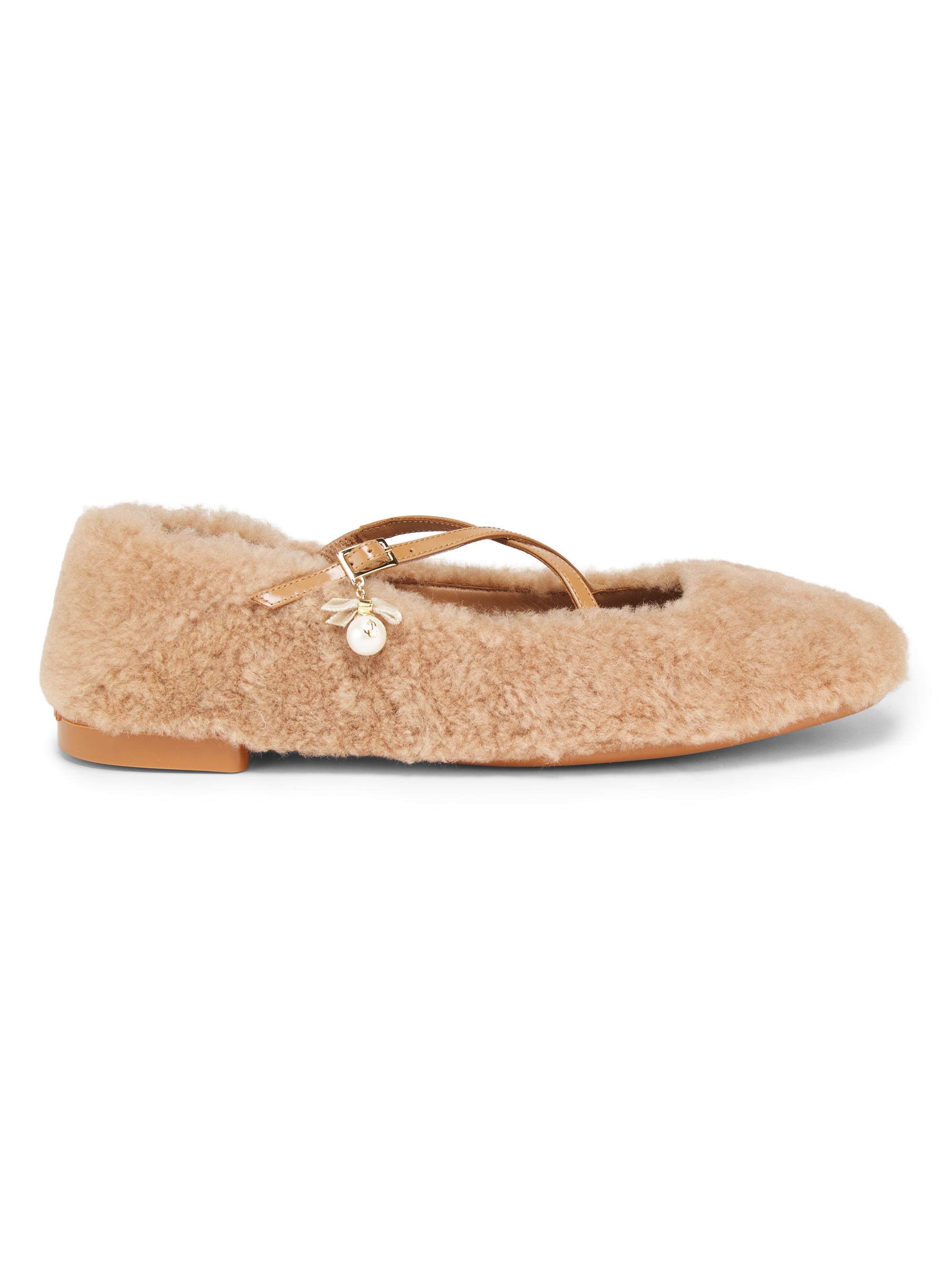 Jimmy Choo Women's Eleri Shearling Ballet Flats - Toffee