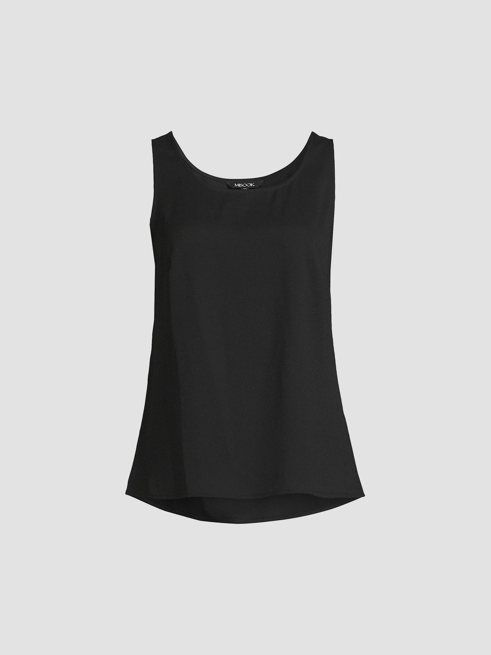 Women's Crepe De Chine Scoopneck Tank - Black - Size Large