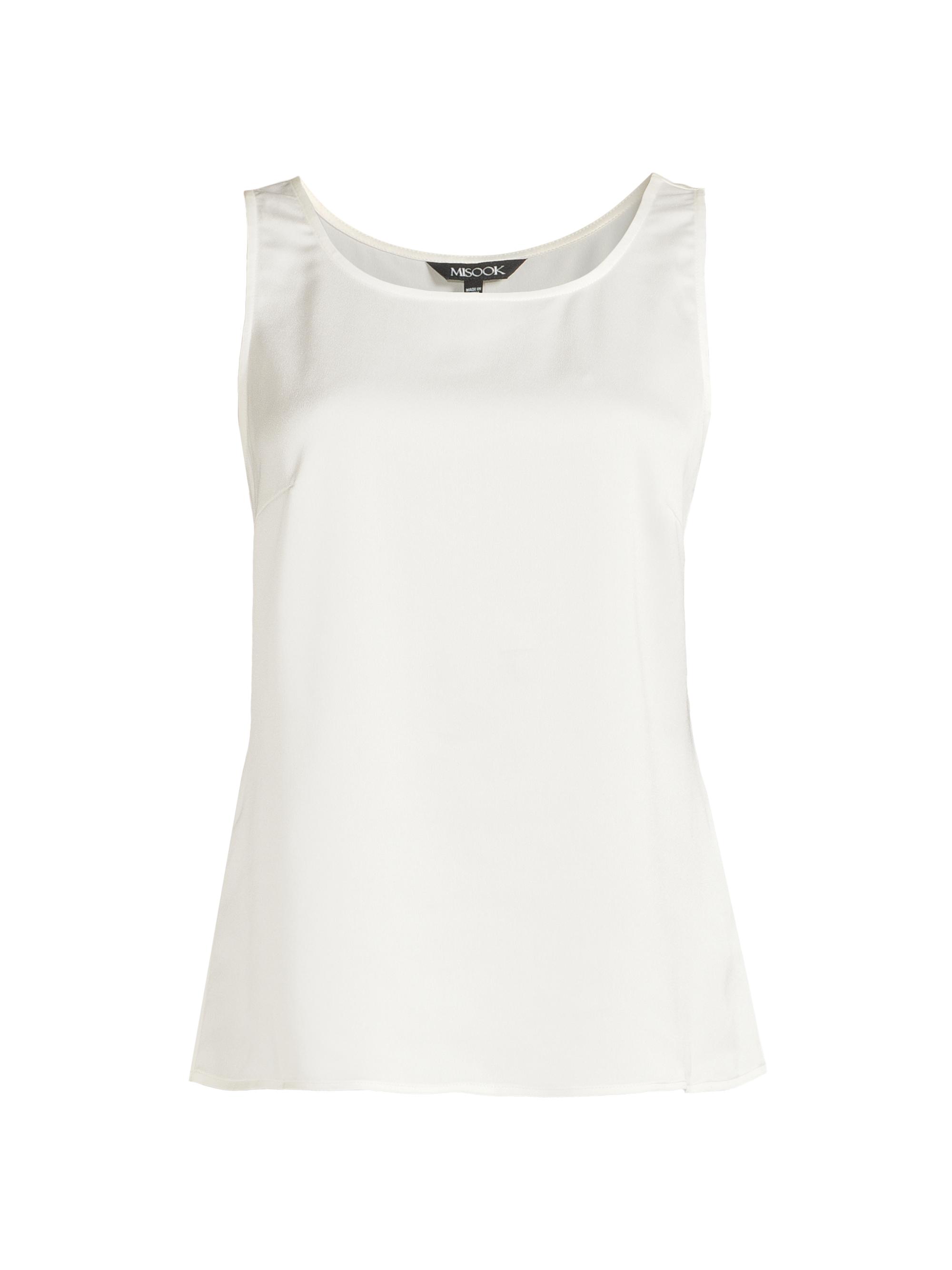 Misook Women's Crepe De Chine Scoopneck Tank - White