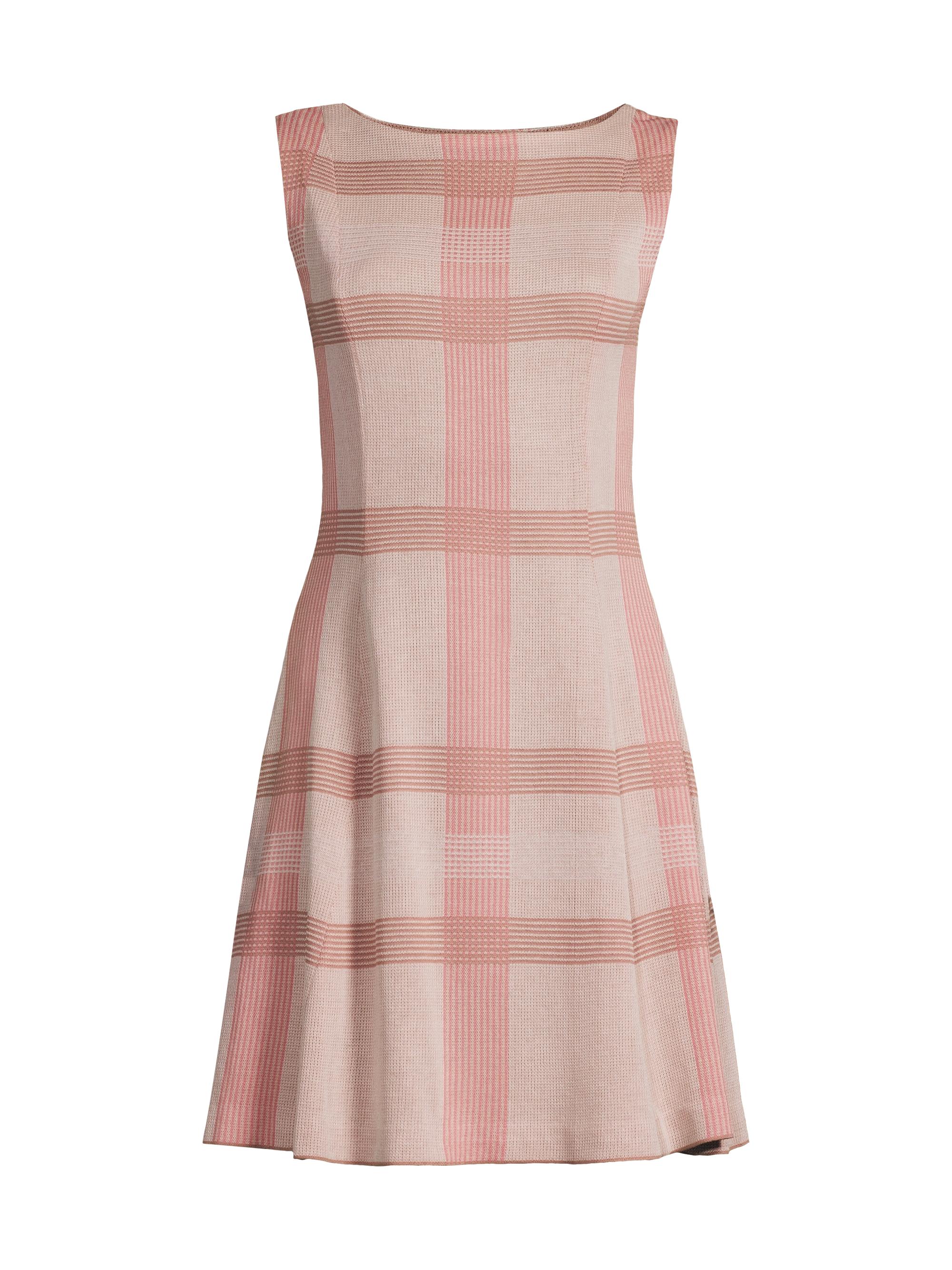 Misook Women's A-Line Multi-Color Plaid Knit Minidress - Honey Suckle