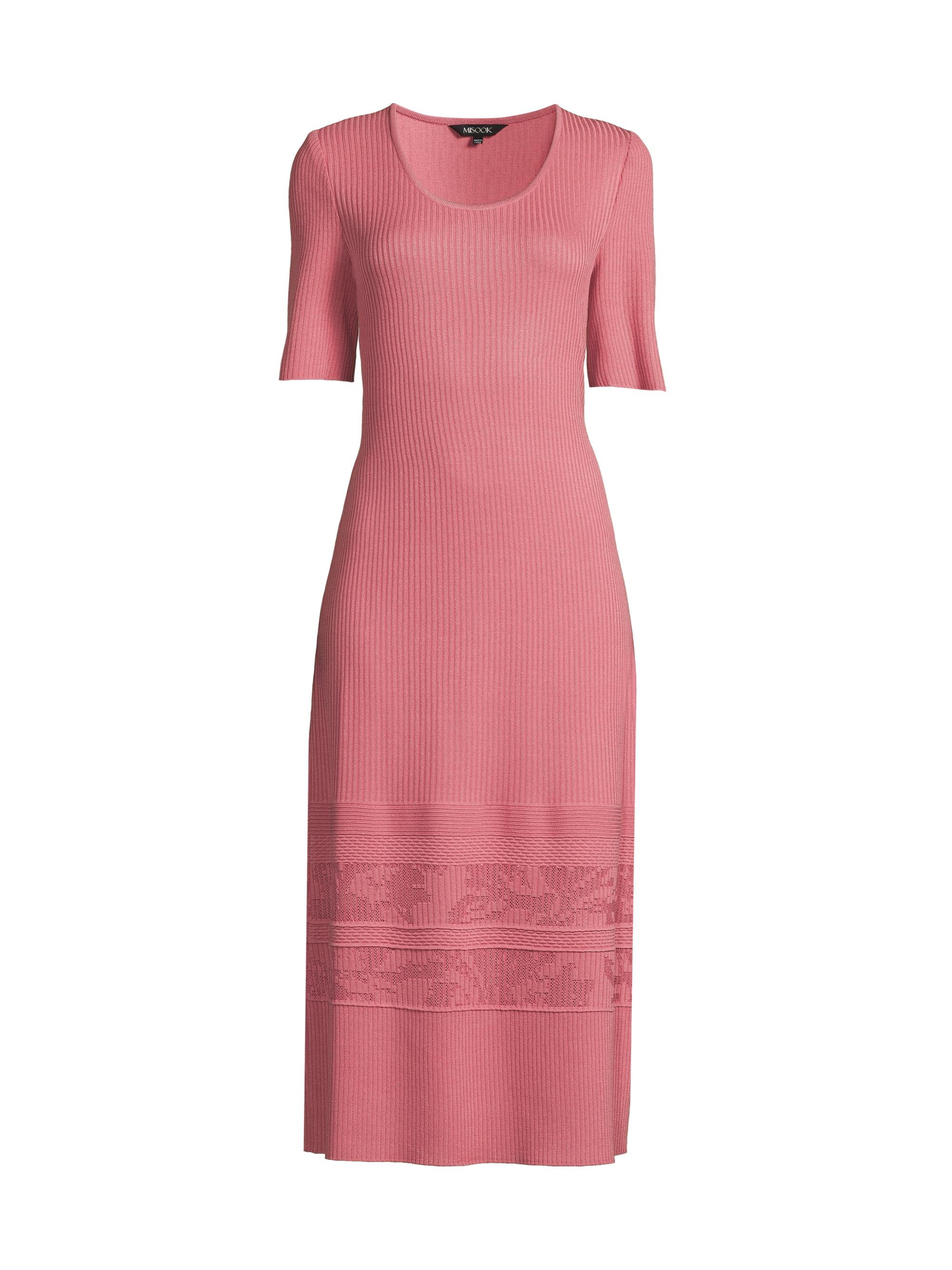 Misook Women's A-Line Ribbed-Knit Midi-Dress - Honey Suckle