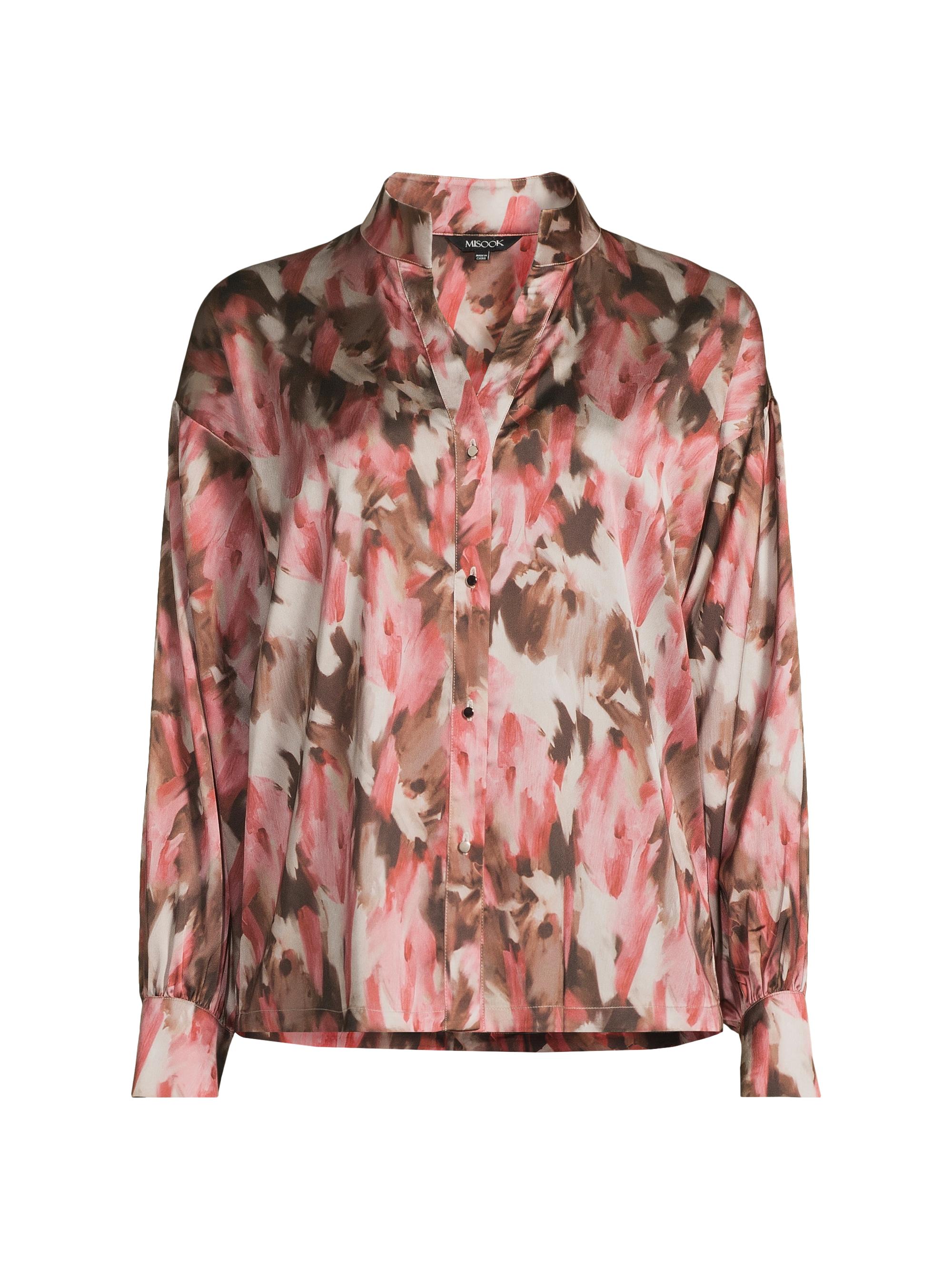 Misook Women's Printed Crêpe de Chine Blouse - Honey Suckle Truffle