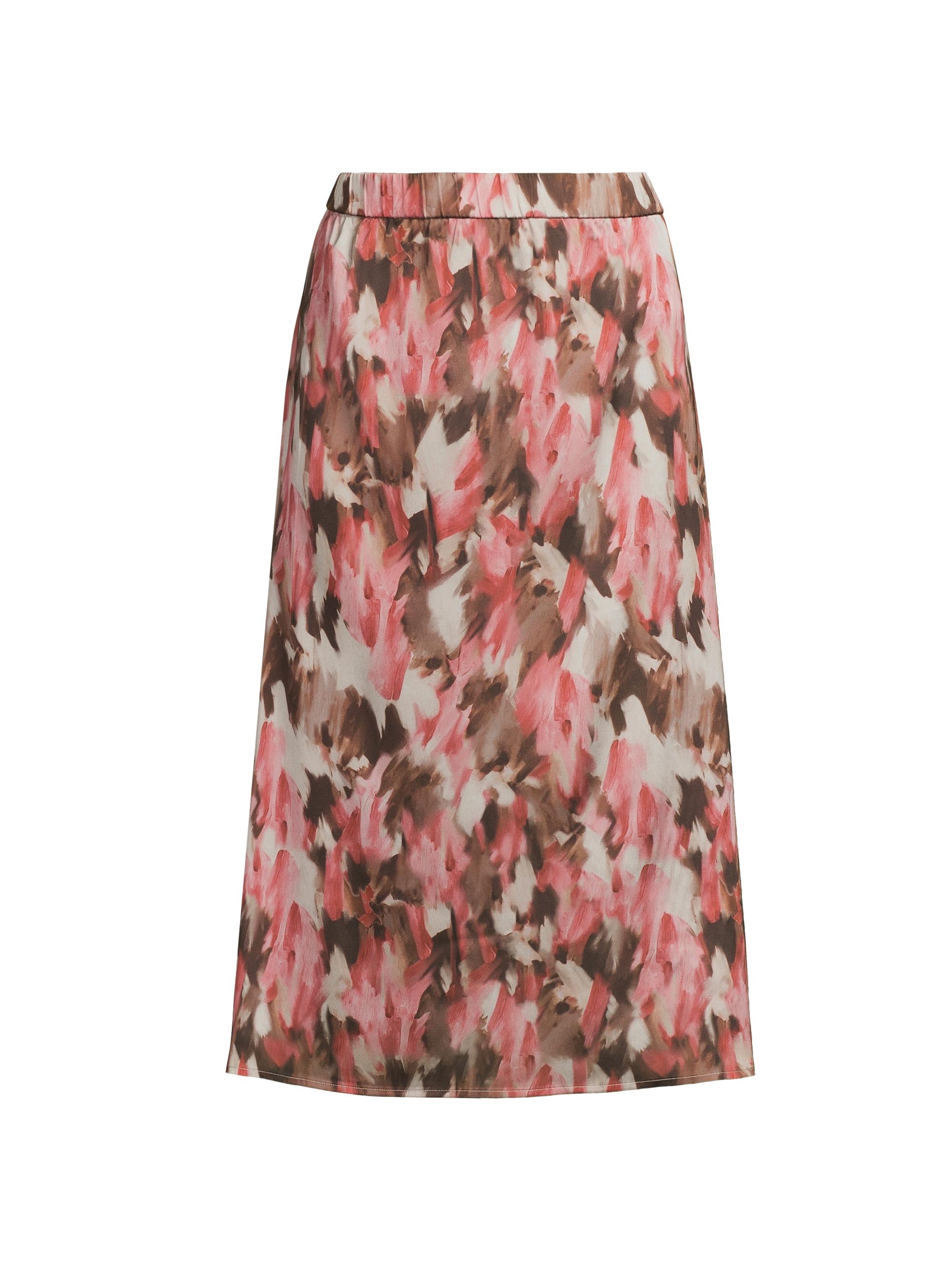 Misook Women's Brushstroke Crepe de Chine Midi-Skirt - Honey Suckle Truffle