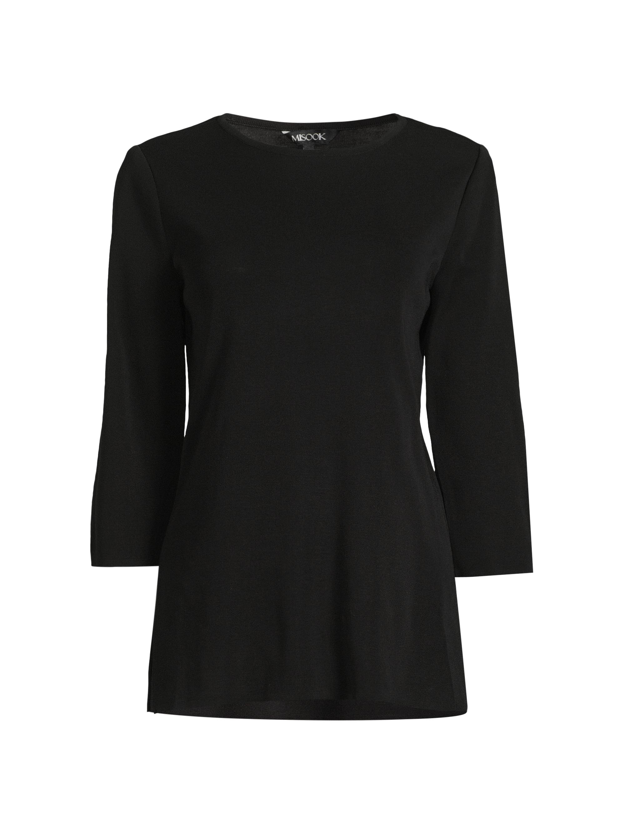 Misook Women's Knit Three-Quarter Sleeve Tunic - Black