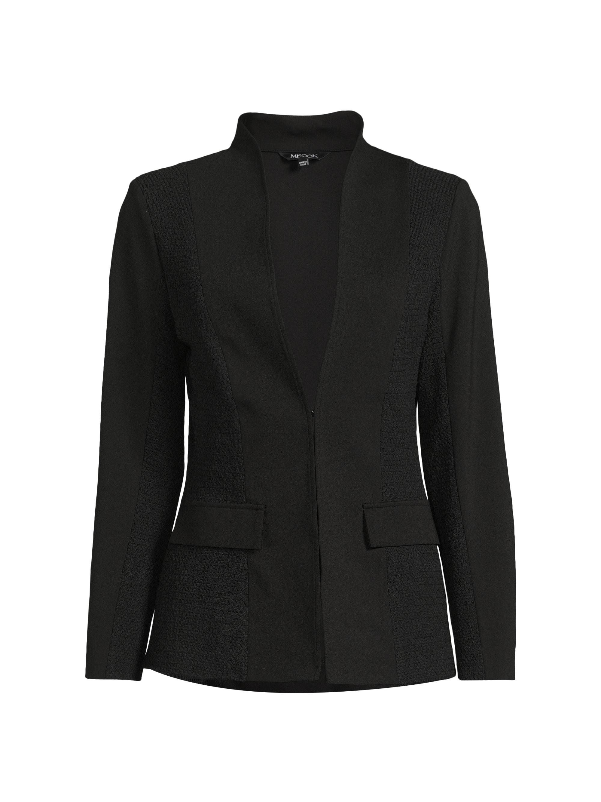 Misook Women's Mixed-Media Ponte Jacket - Black