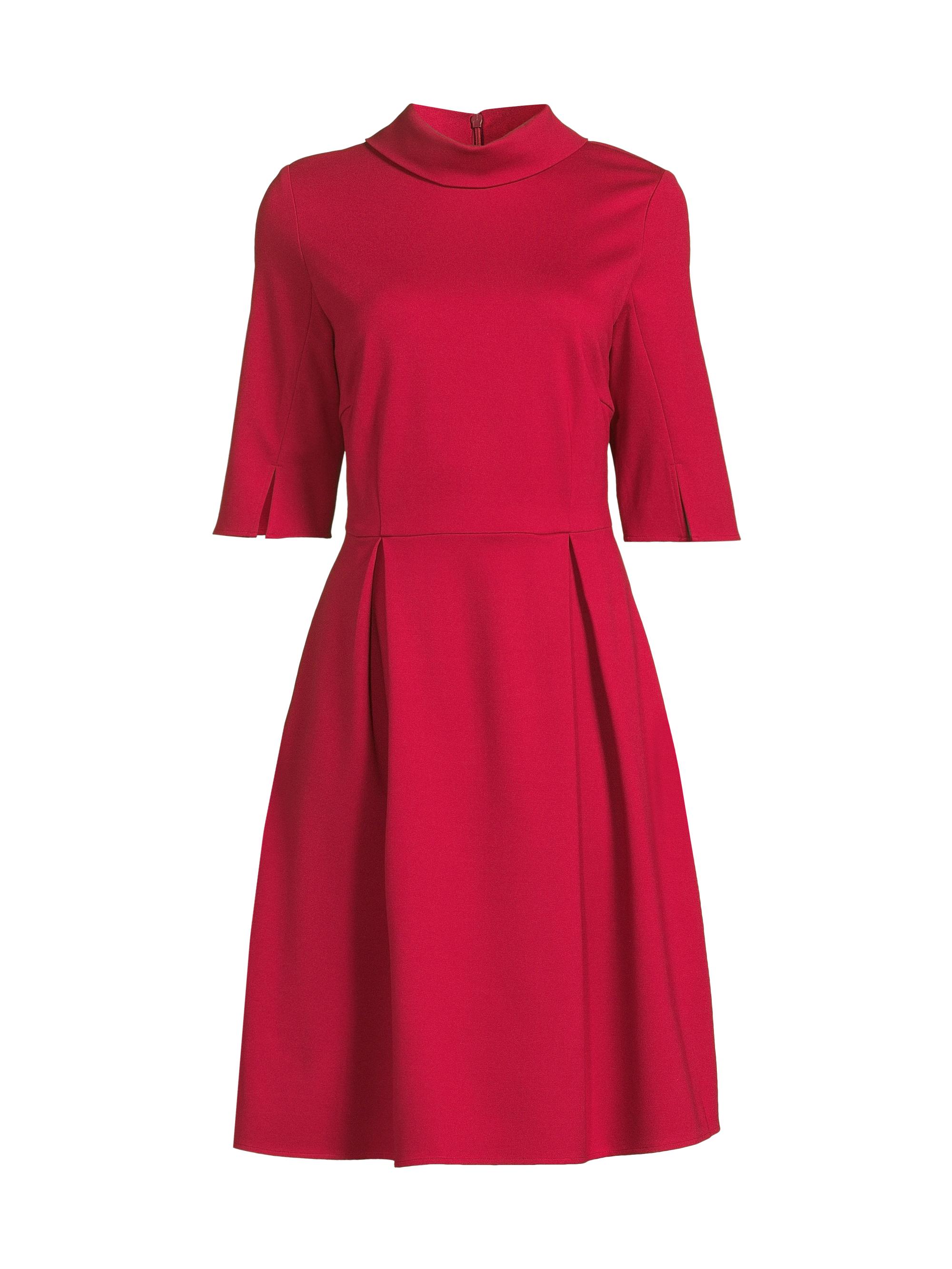 Misook Women's Pleated Stretch Knee-Length Dress - Scarlet Red