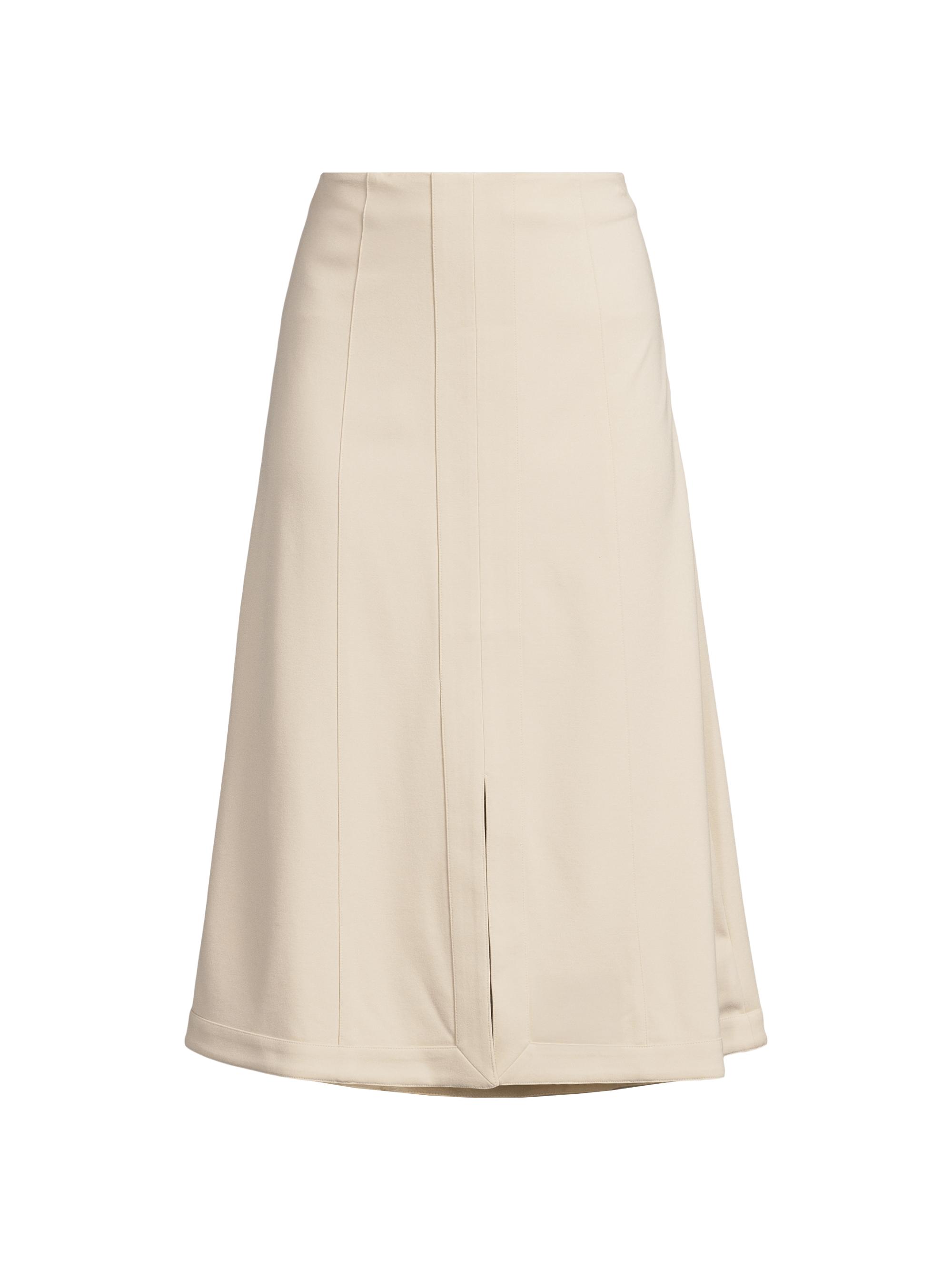 Misook Women's A-Line Front-Slit Stretch Midi-Skirt - Biscotti