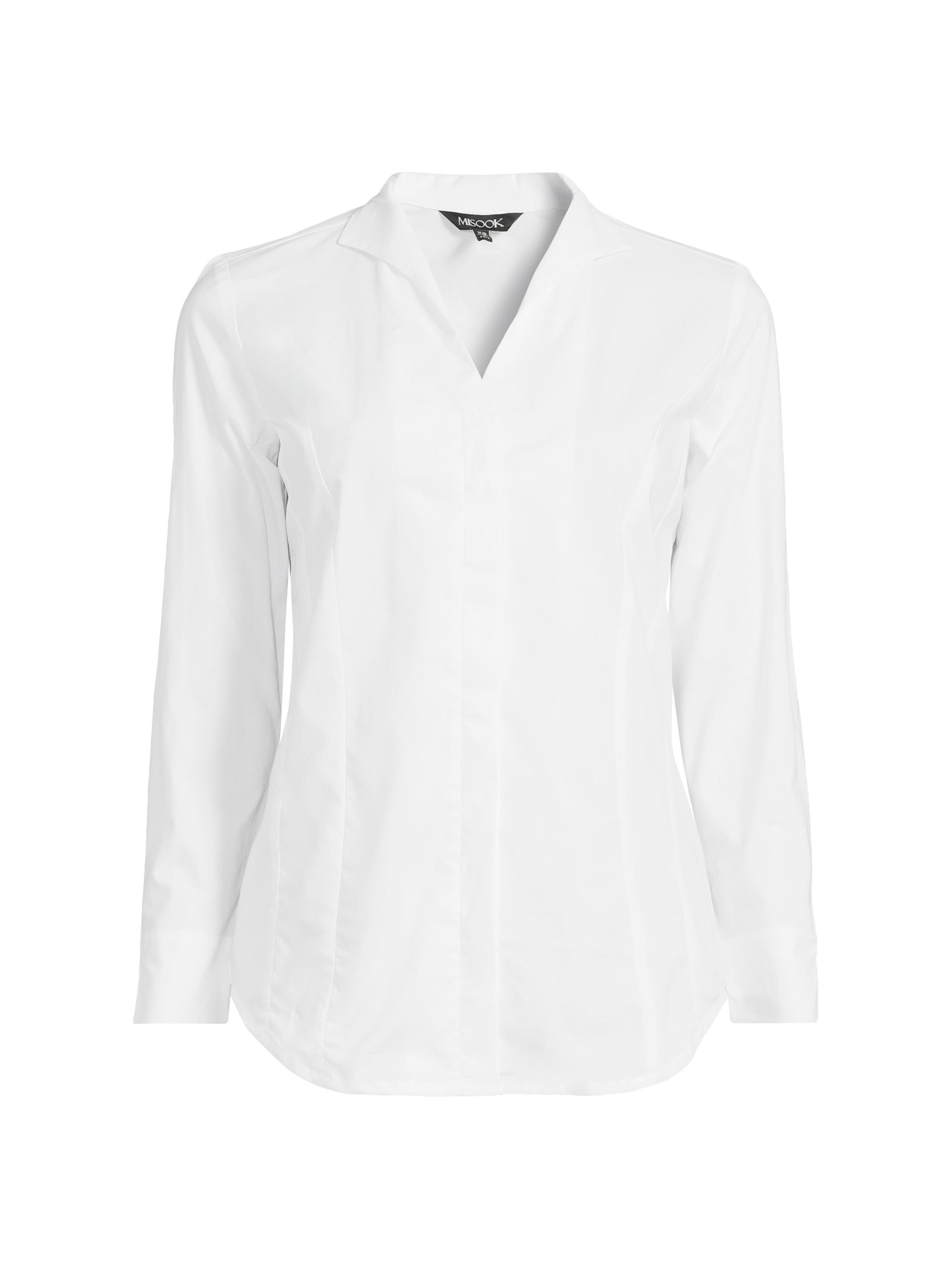 Misook Women's Stretch Cotton-Nylon Blouse - White