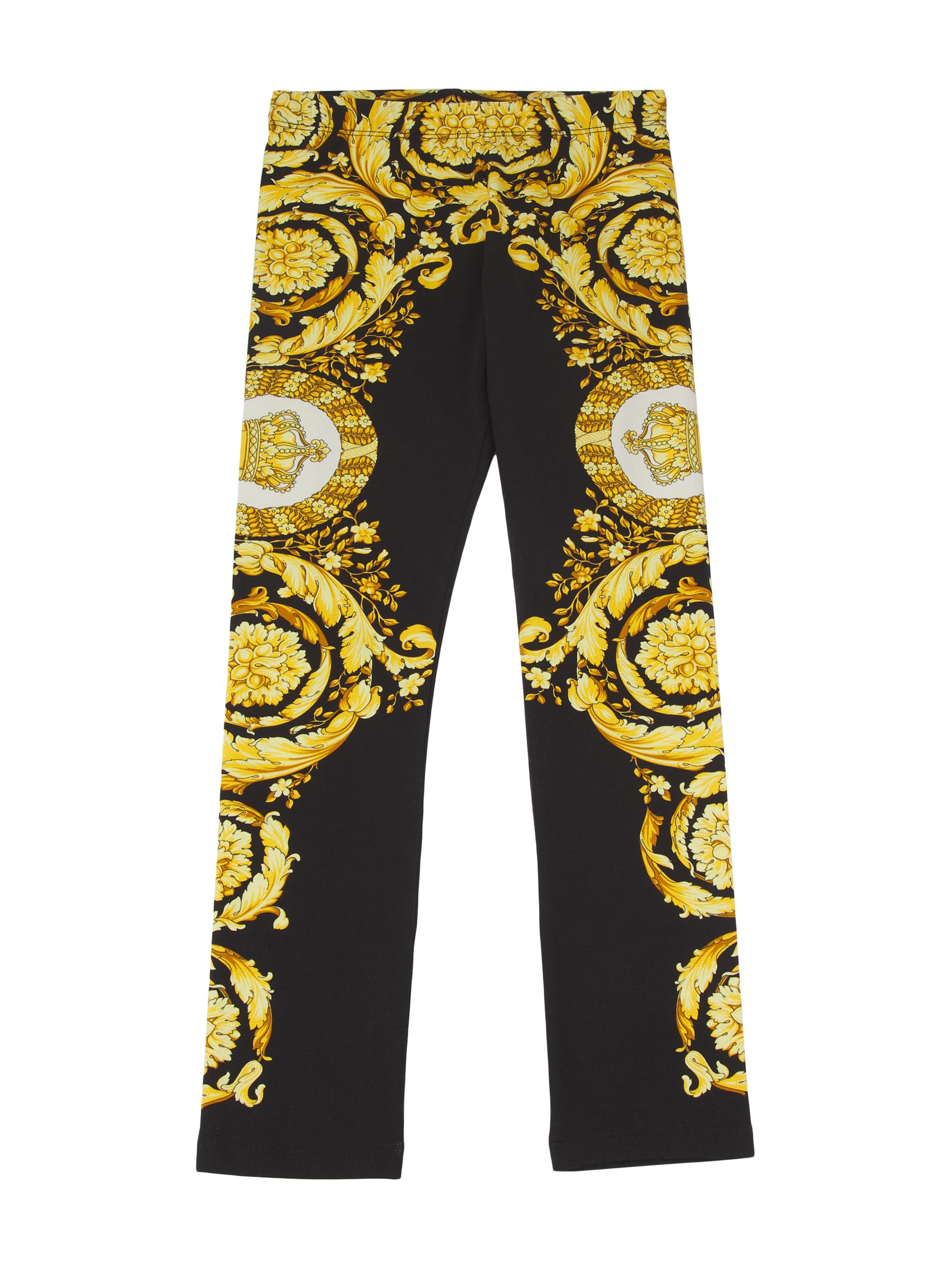 Versace Little Girl's & Girl's Barocco Cottton-Blend Jersey Leggings - Eggshell Black