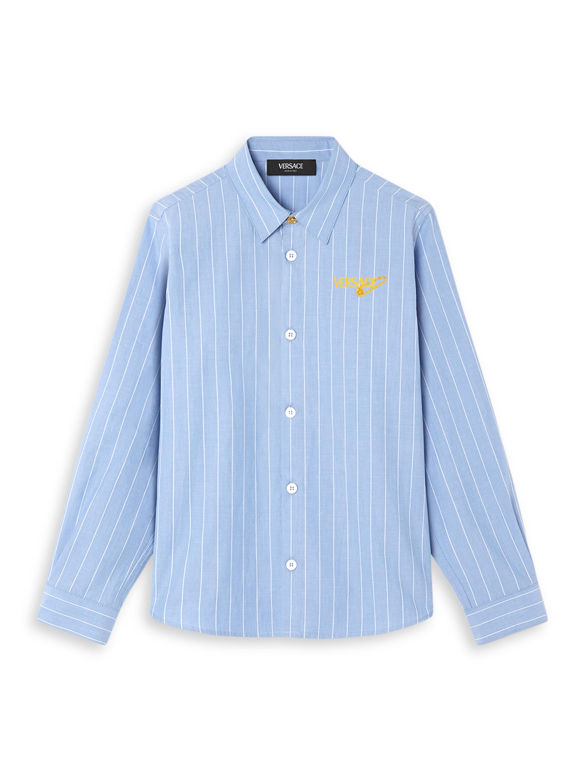 Versace Little Boy's & Boy's Pinstriped Cotton Poplin Shirt - Light