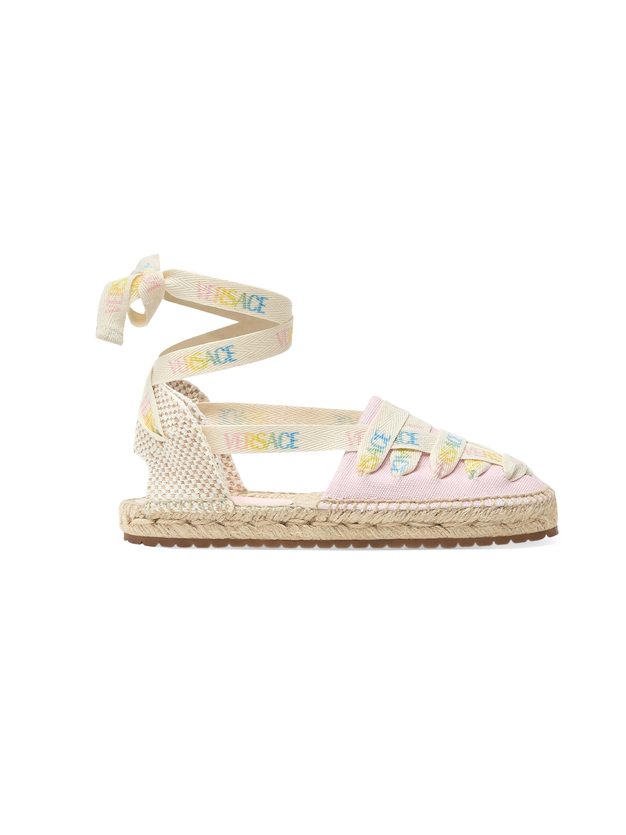 Versace Little Girl's & Girl's Lace-Up Espadrille Flats - Pastel Pink 3 (Child)