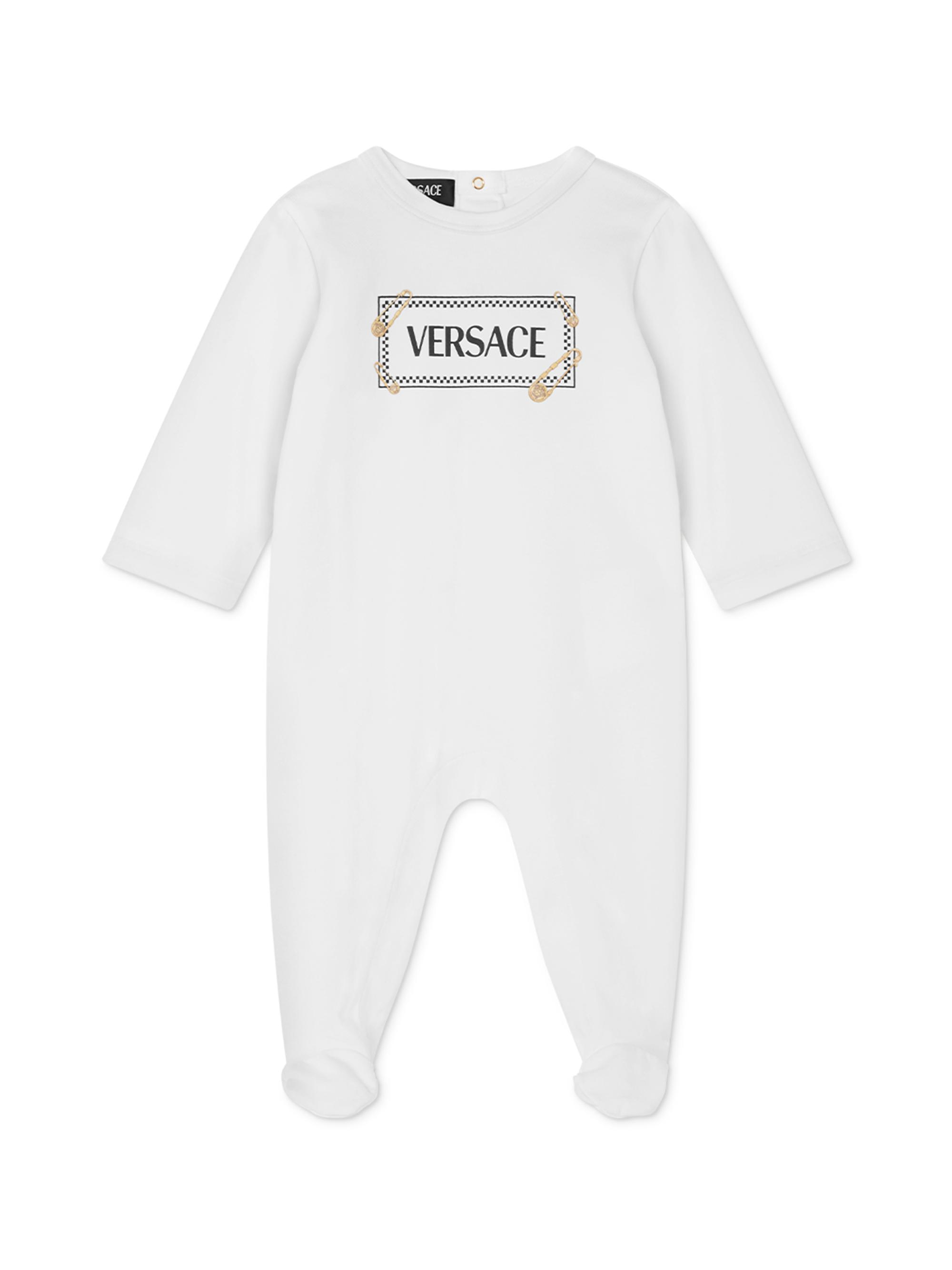 Versace Baby's Safety Pin Logo Footie - White 9 Months