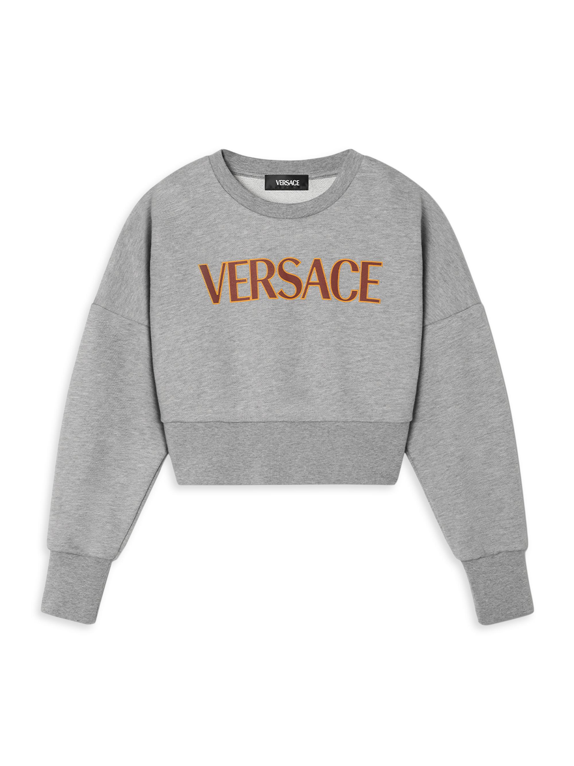 Versace Little Girl's & Girl's Logo Fleece Crewneck Sweatshirt - Grey