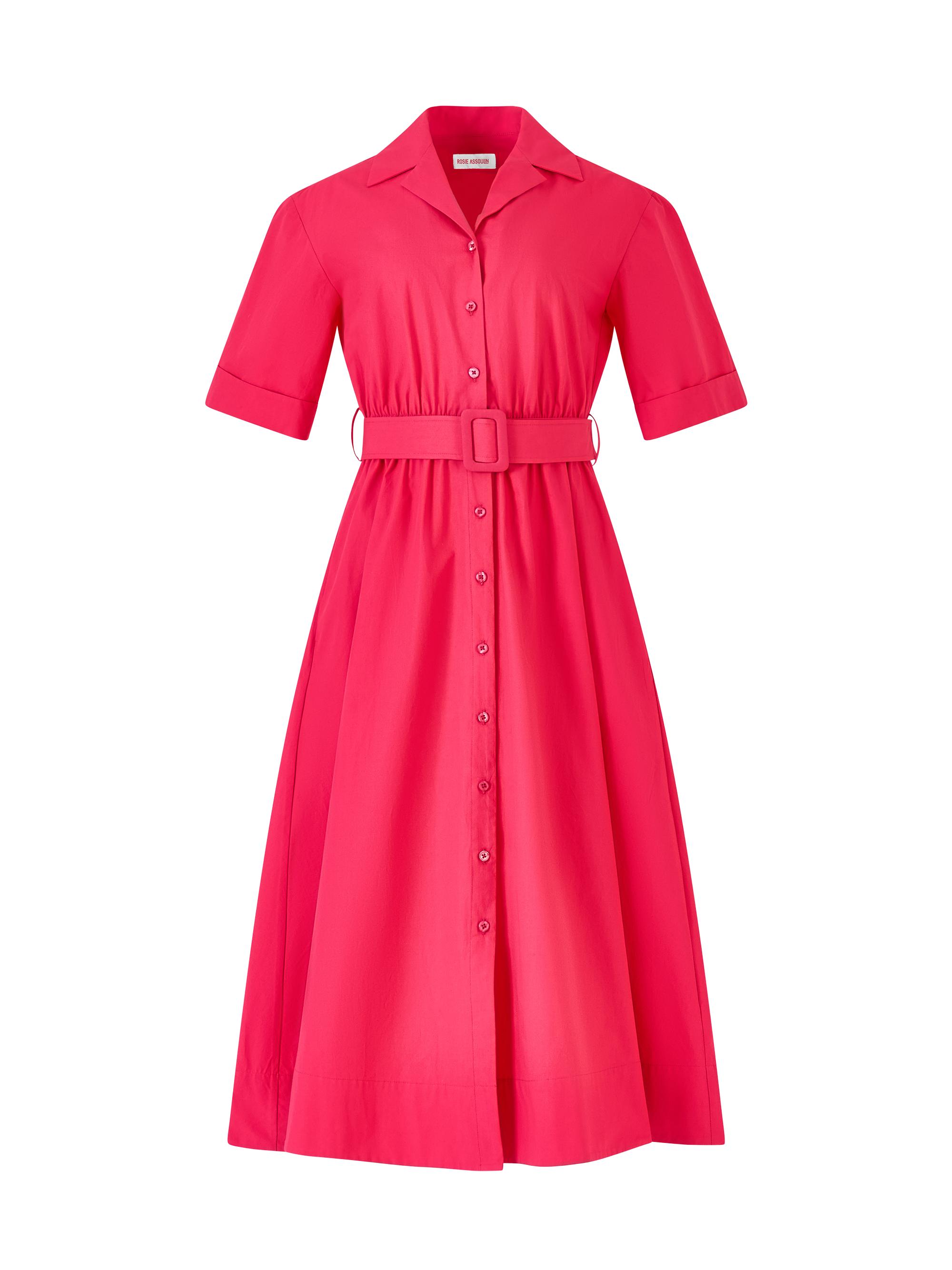 Rosie Assoulin Women's Jane Cotton Belted Shirtdress - Magenta