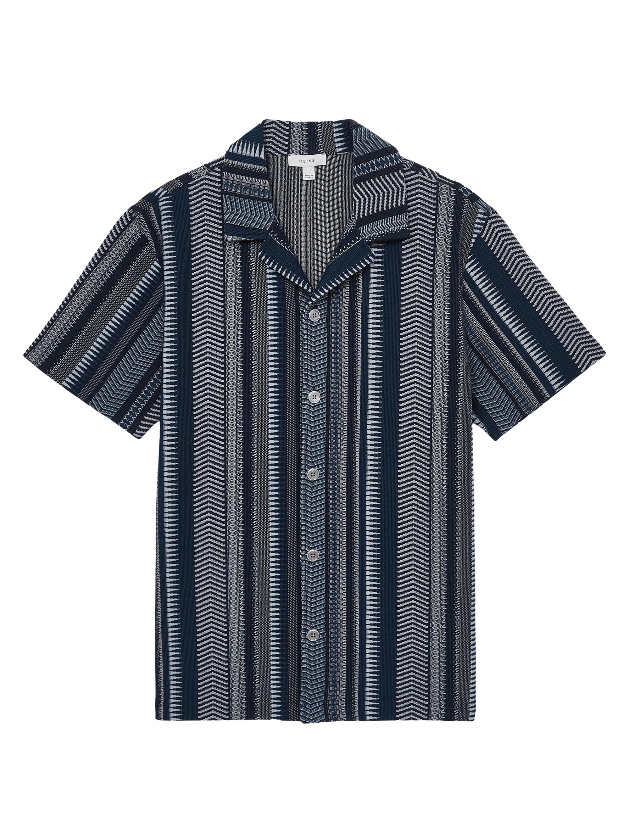 Reiss Men's Sampson Cotton Camp Shirt - Navy