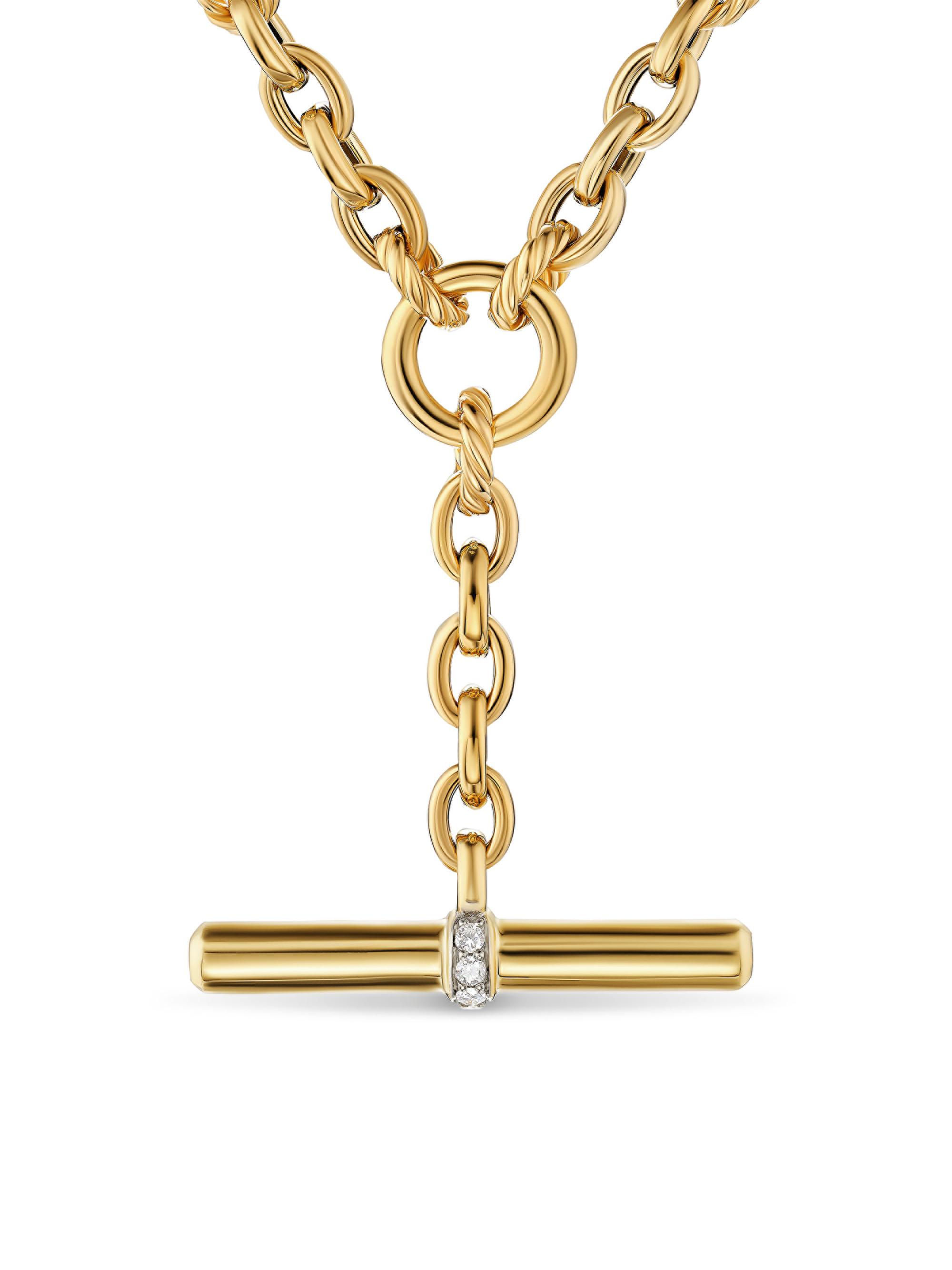 David Yurman Women's DY Mercer Petite Toggle Chain Necklace in 18K Yellow Gold - Diamond