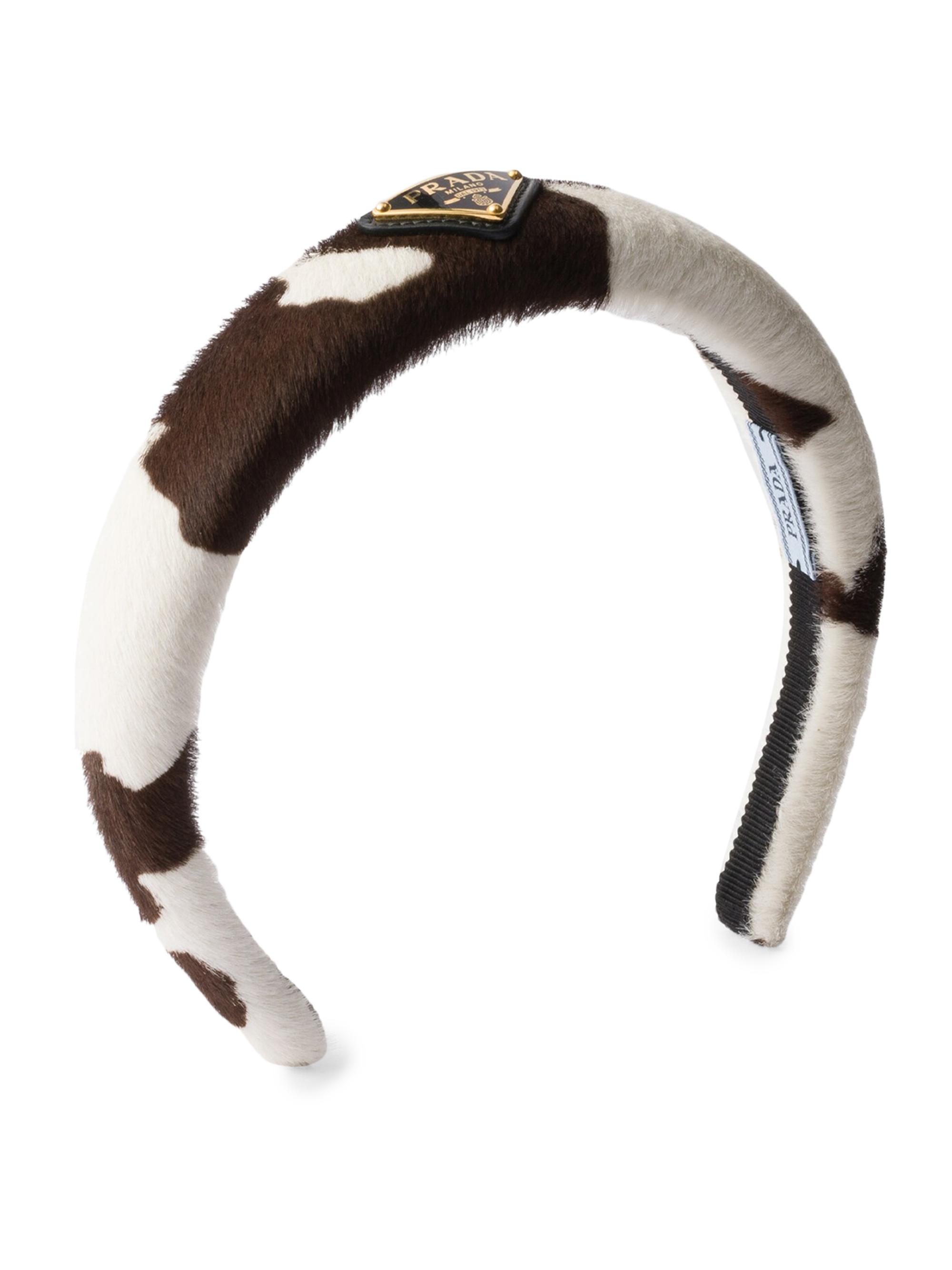 Prada Women's Printed Leather Headband - White