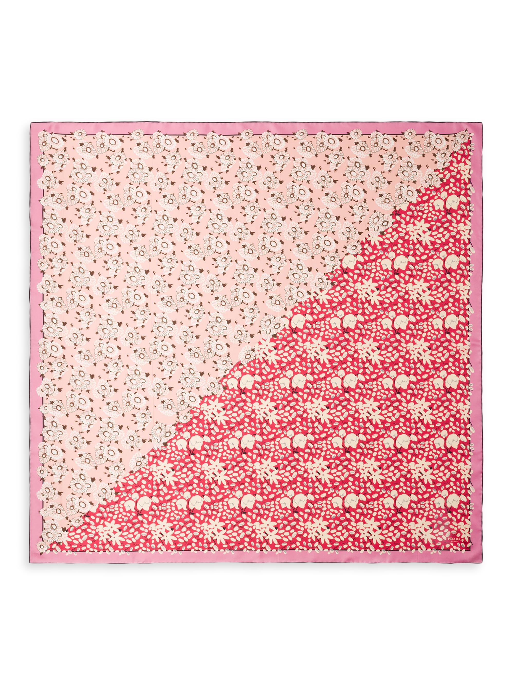Prada Women's Printed Silk Twill Square Scarf - Pink
