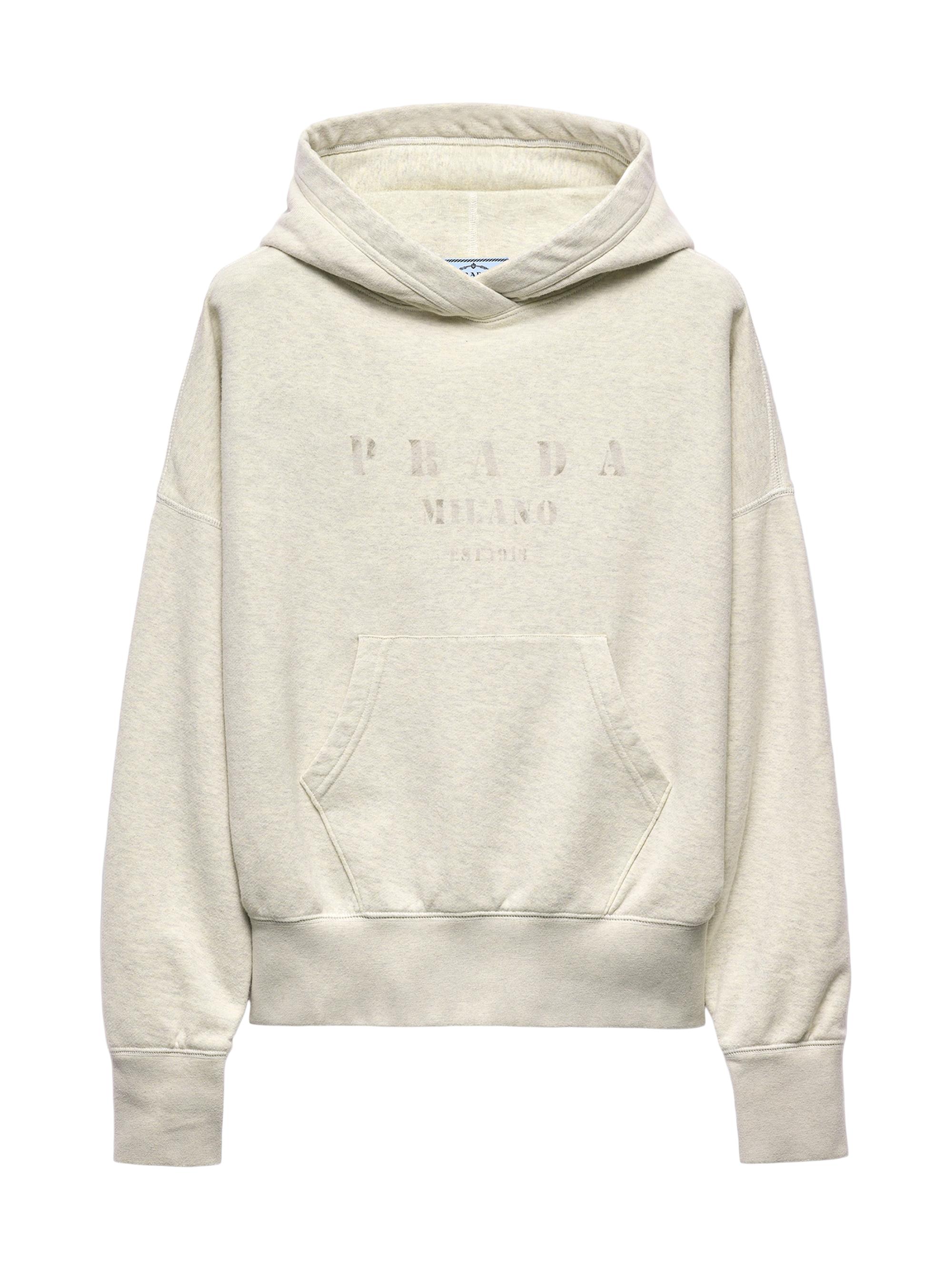 Prada Women's Cotton Fleece Hoodie - Beige Khaki
