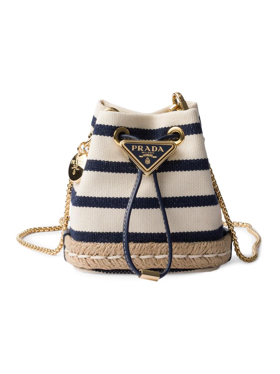 Prada Striped Fabric Mini-Pouch Bucket Bag | Saks Fifth Avenue