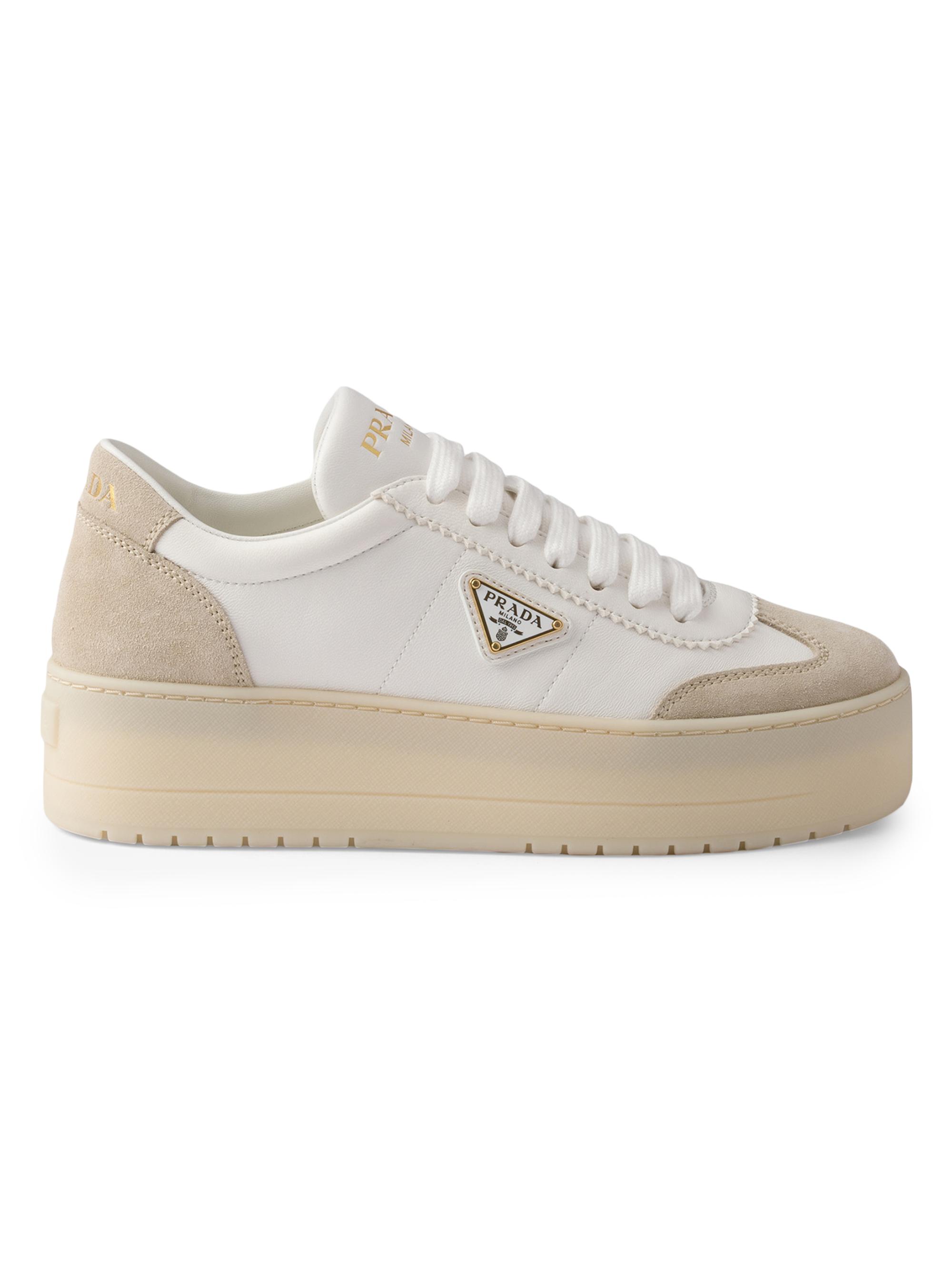 Prada Downtown Bold Nappa Leather and Suede Sneakers | Saks Fifth