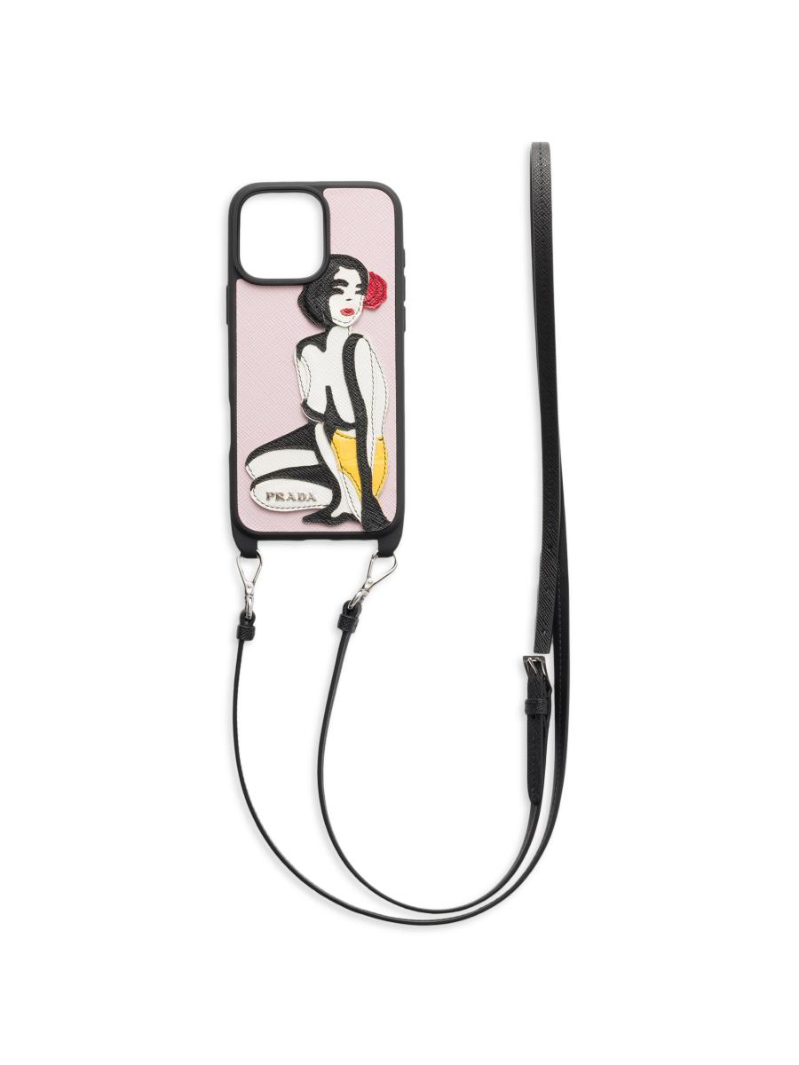 Prada Saffiano and Crocodile Leather Cover For iPhone 16 Pro Max