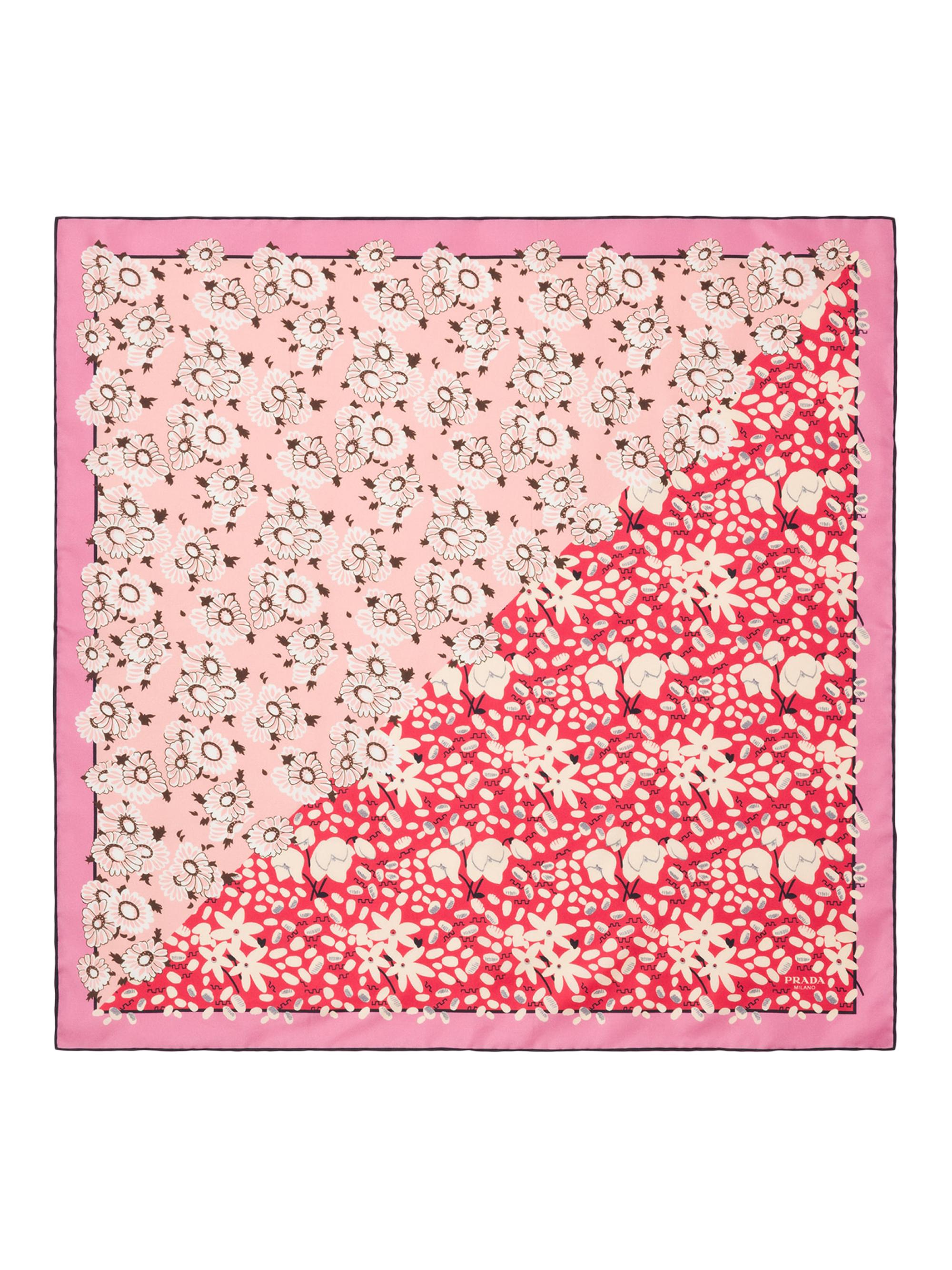 Prada Women's Printed Silk Twill Scarf, 55 x 55CM - Pink