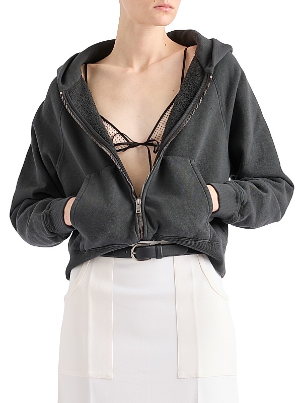 Shop Prada Cotton Zipper Hoodie | Saks Fifth Avenue Shop Prada Cotton Zipper Hoodie | Saks Fifth Avenue