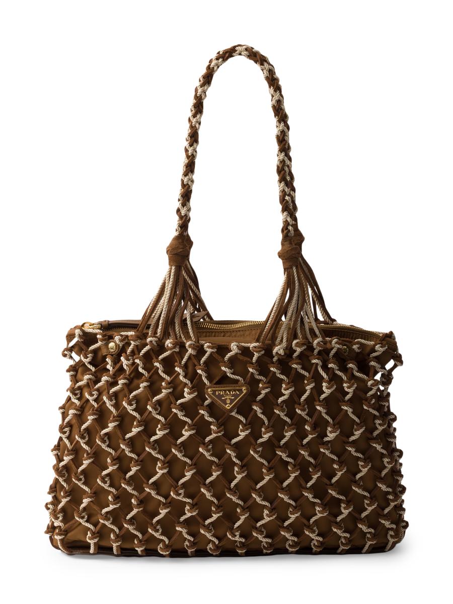 Prada Large Fabric and Suede Macrame Bag | Saks Fifth Avenue 