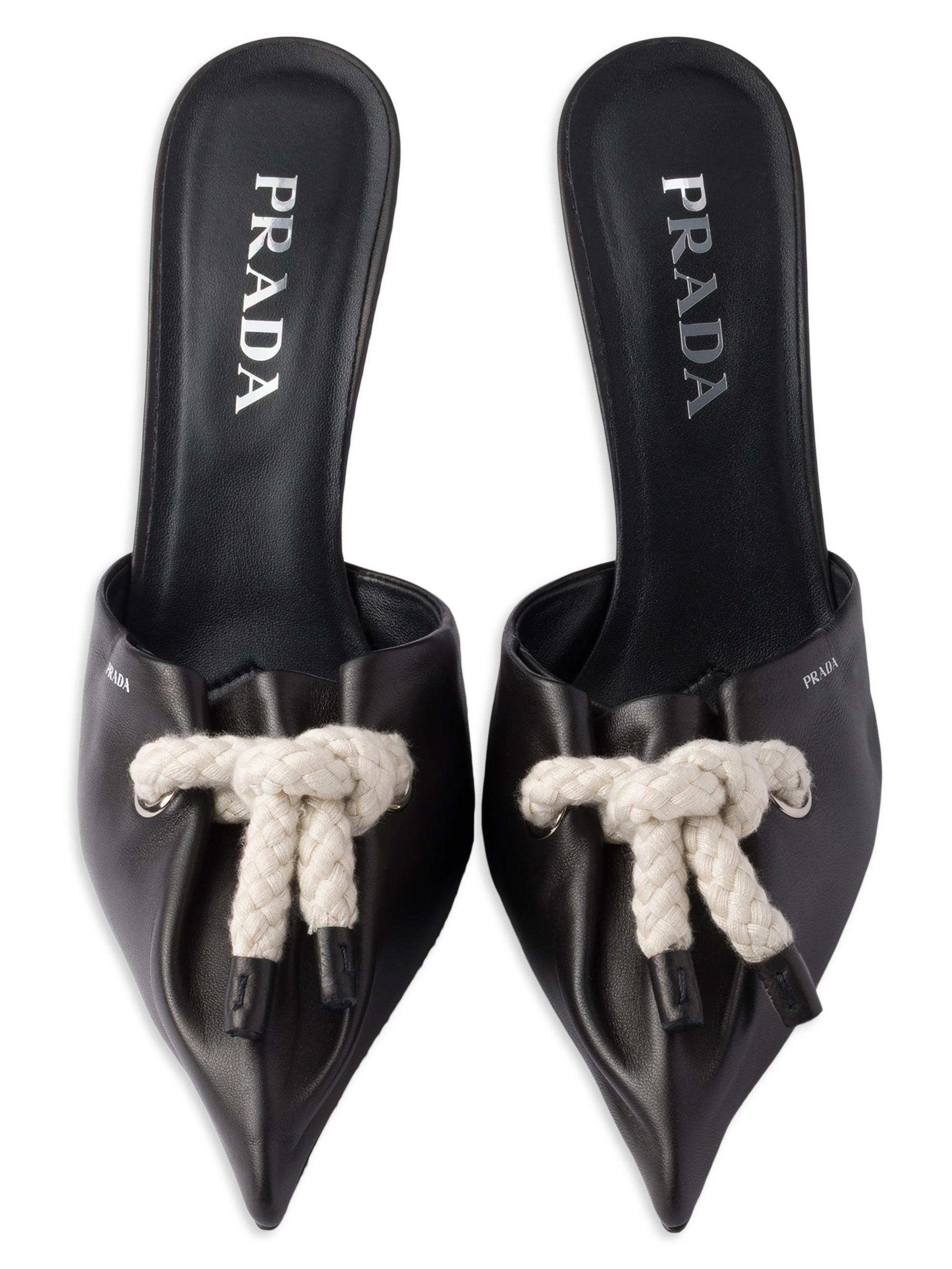 靴 PRADA Leather Mules Prada - Black Quilted Leather Mule, 55mm | Mitchell Stores