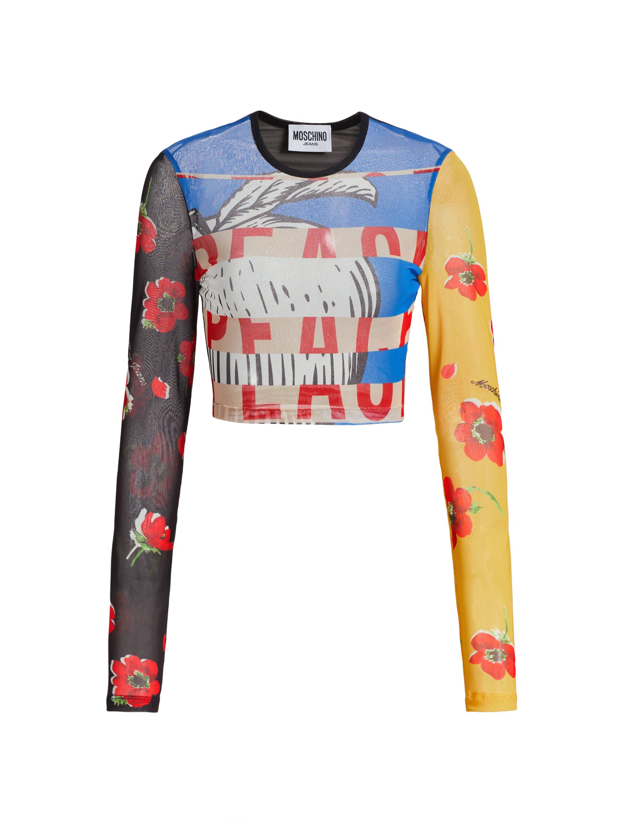 Moschino Jeans Women's Mixed Print Crop Top - Multi Only One Colour