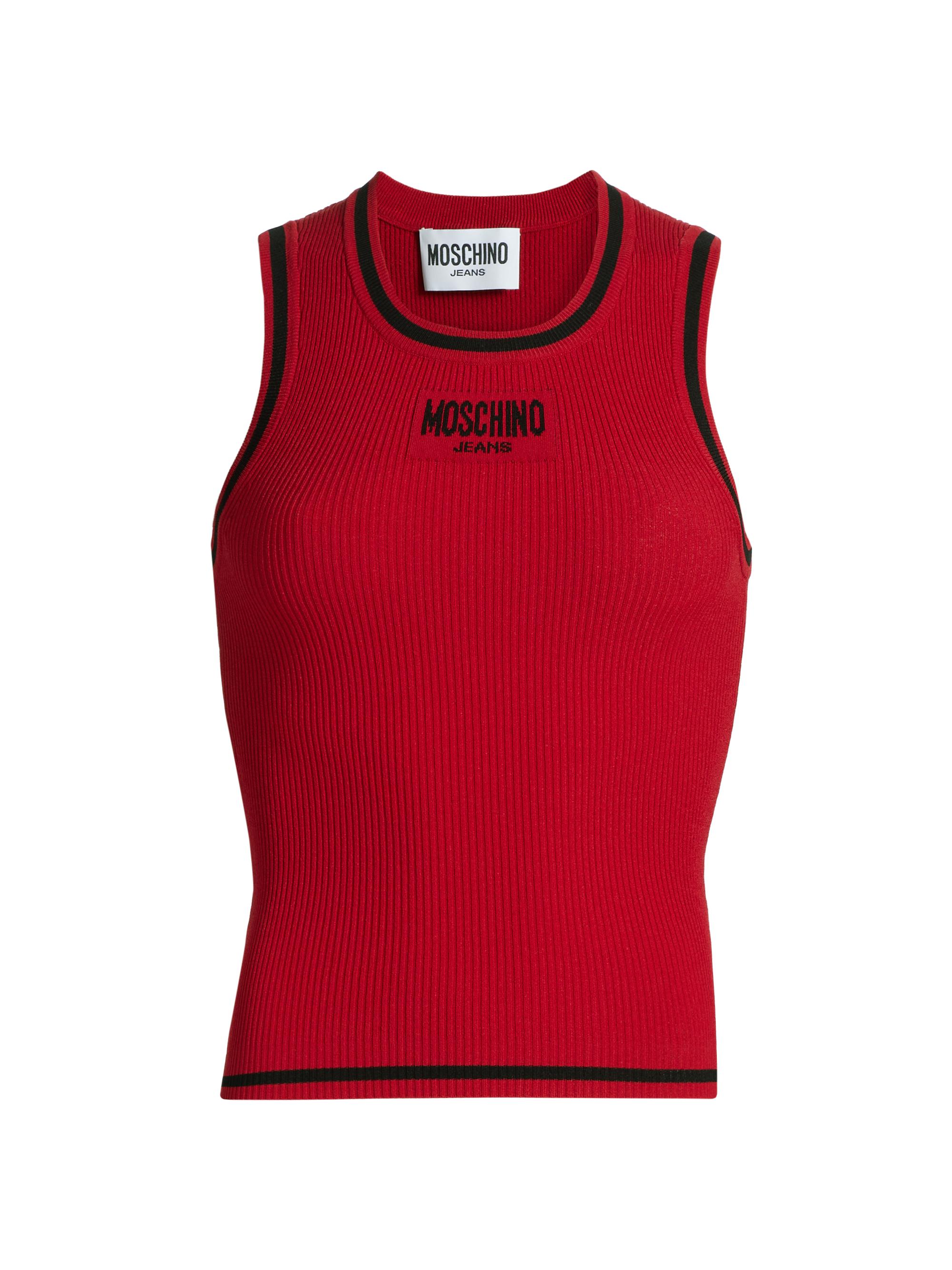 Moschino Jeans Women's Contrast-Trimmed Logo Tank - Multi Red
