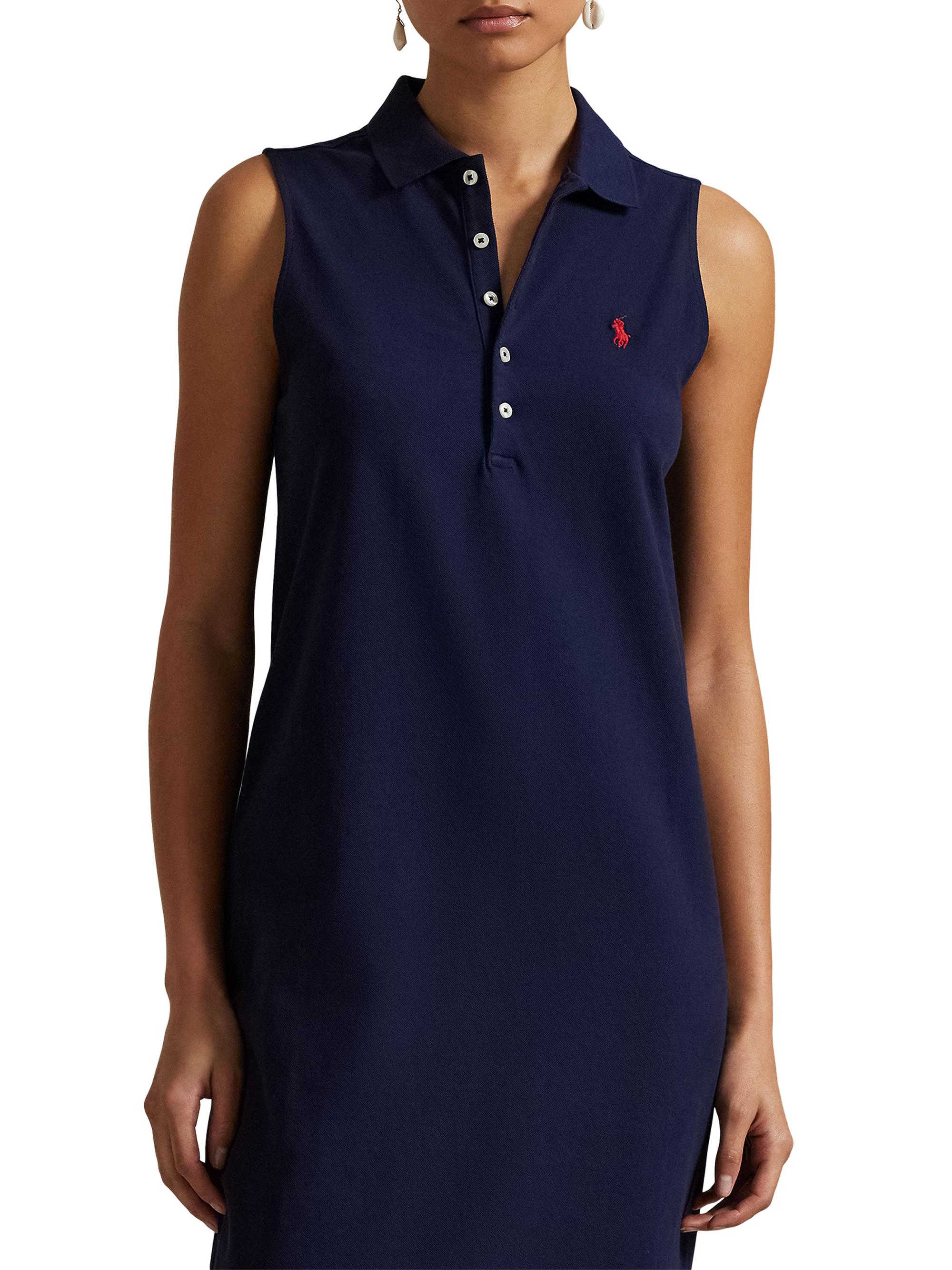 polo ralph lauren women's stretch-cotton sleeveless polo dress Ralph Lauren Stretch-cotton Sleeveless Polo Shirt Dress - White