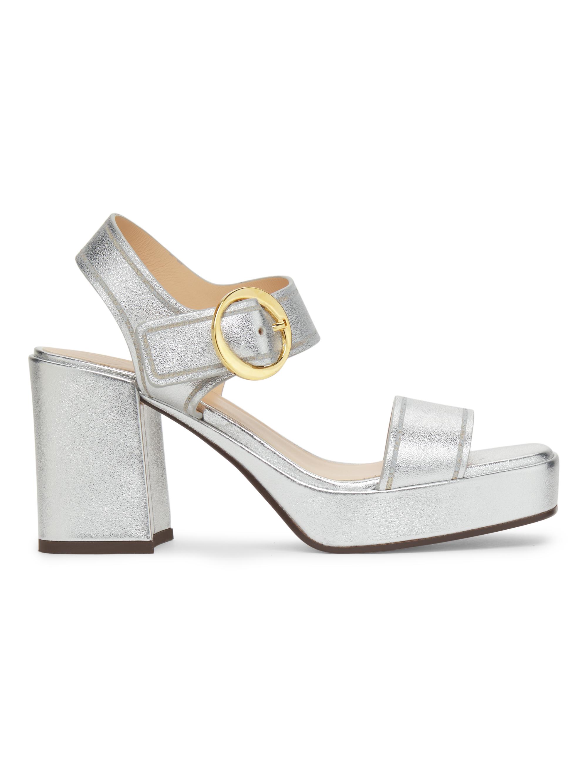 Odissì Women's Brianne 90MM Metallic Leather Platform Sandals - Silver