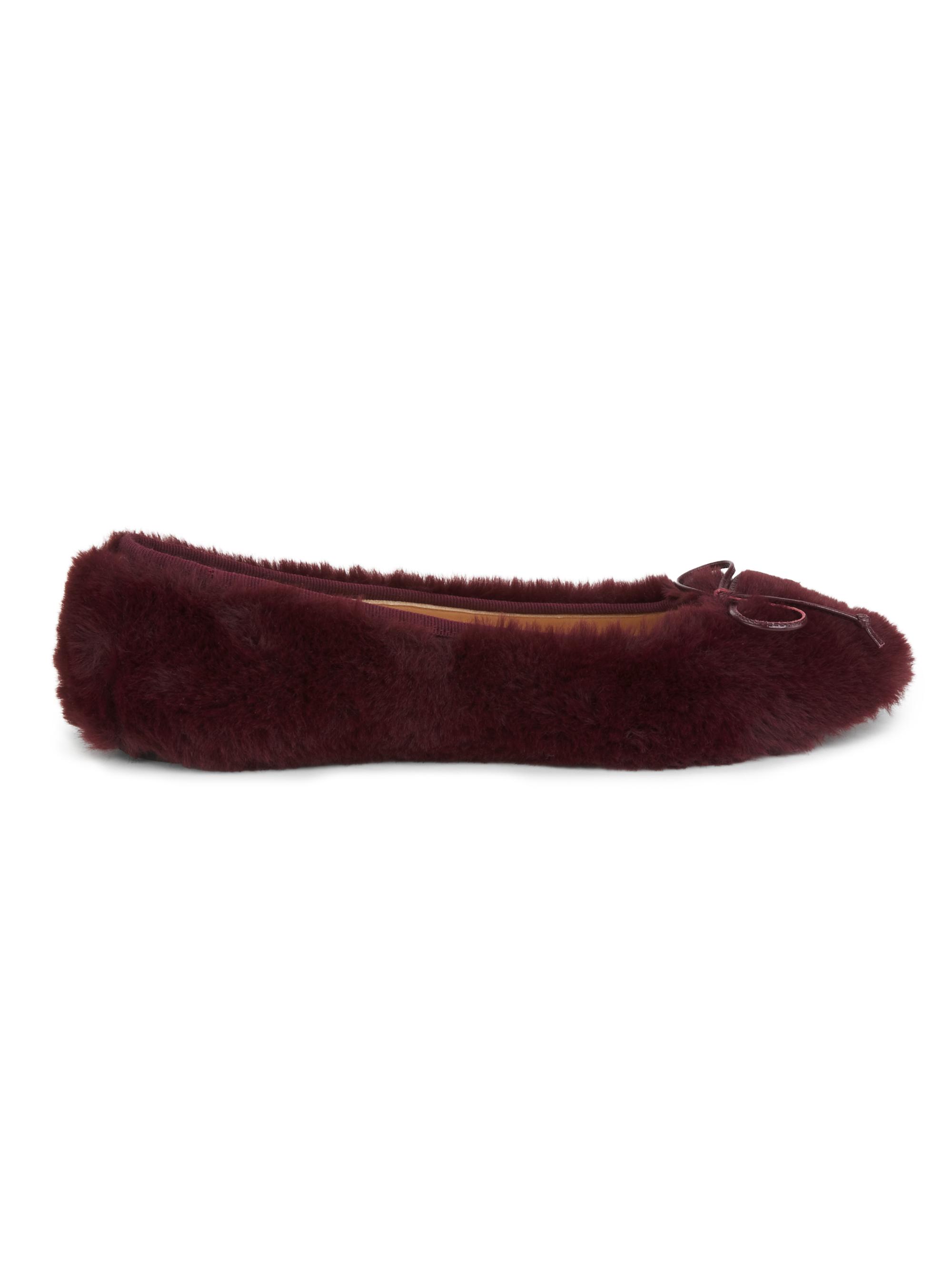 Odissì Women's Lou Faux Fur Ballet Flats - Dark Red