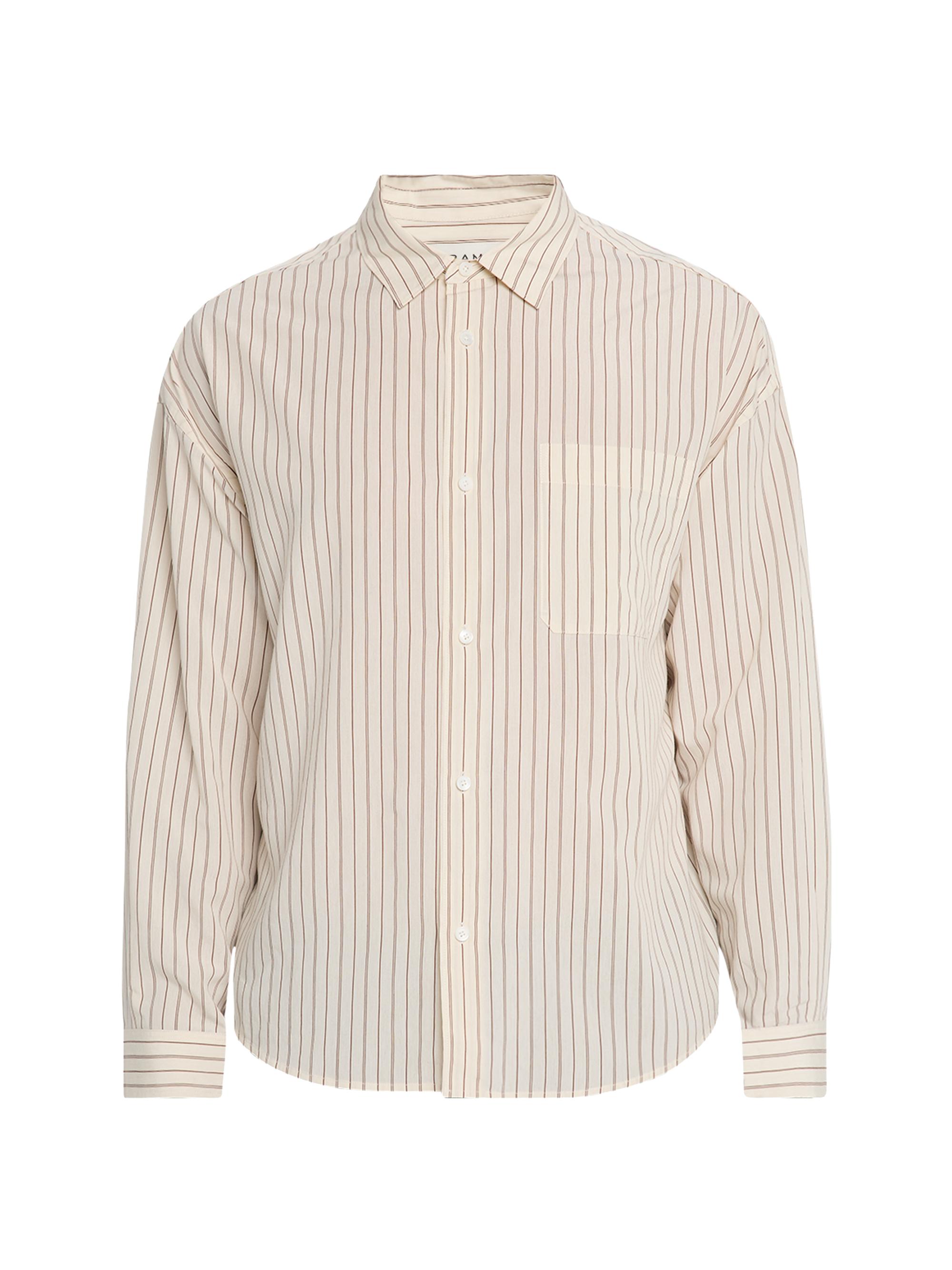 Frame Men's Striped Long-Sleeve Shirt - Brown Stripe