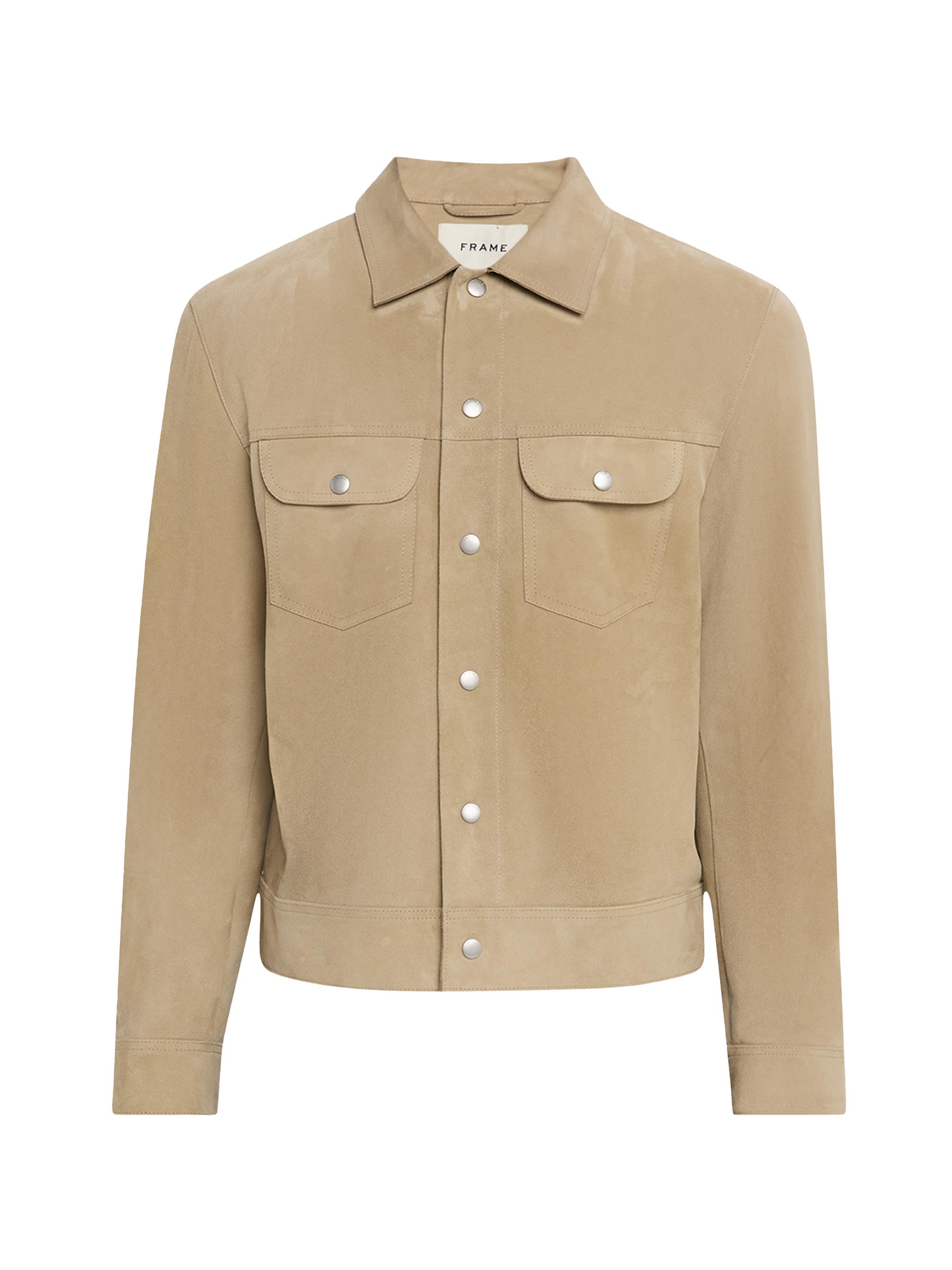 FRAME Men's Suede Trucker Jacket - Oxford Beige