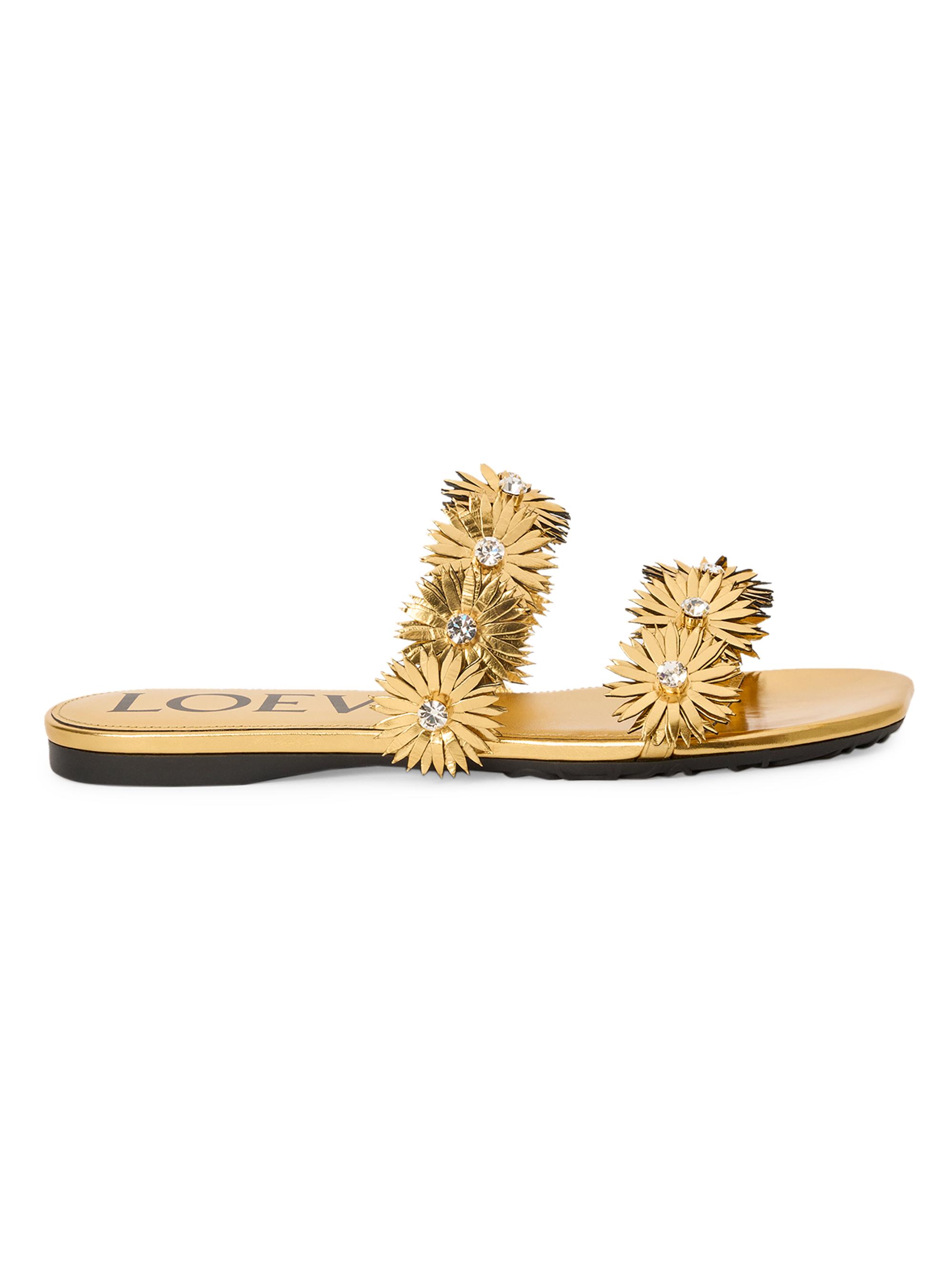 LOEWE LOEWE x Paula's Ibiza Petal Flower Metallic Leather Flat