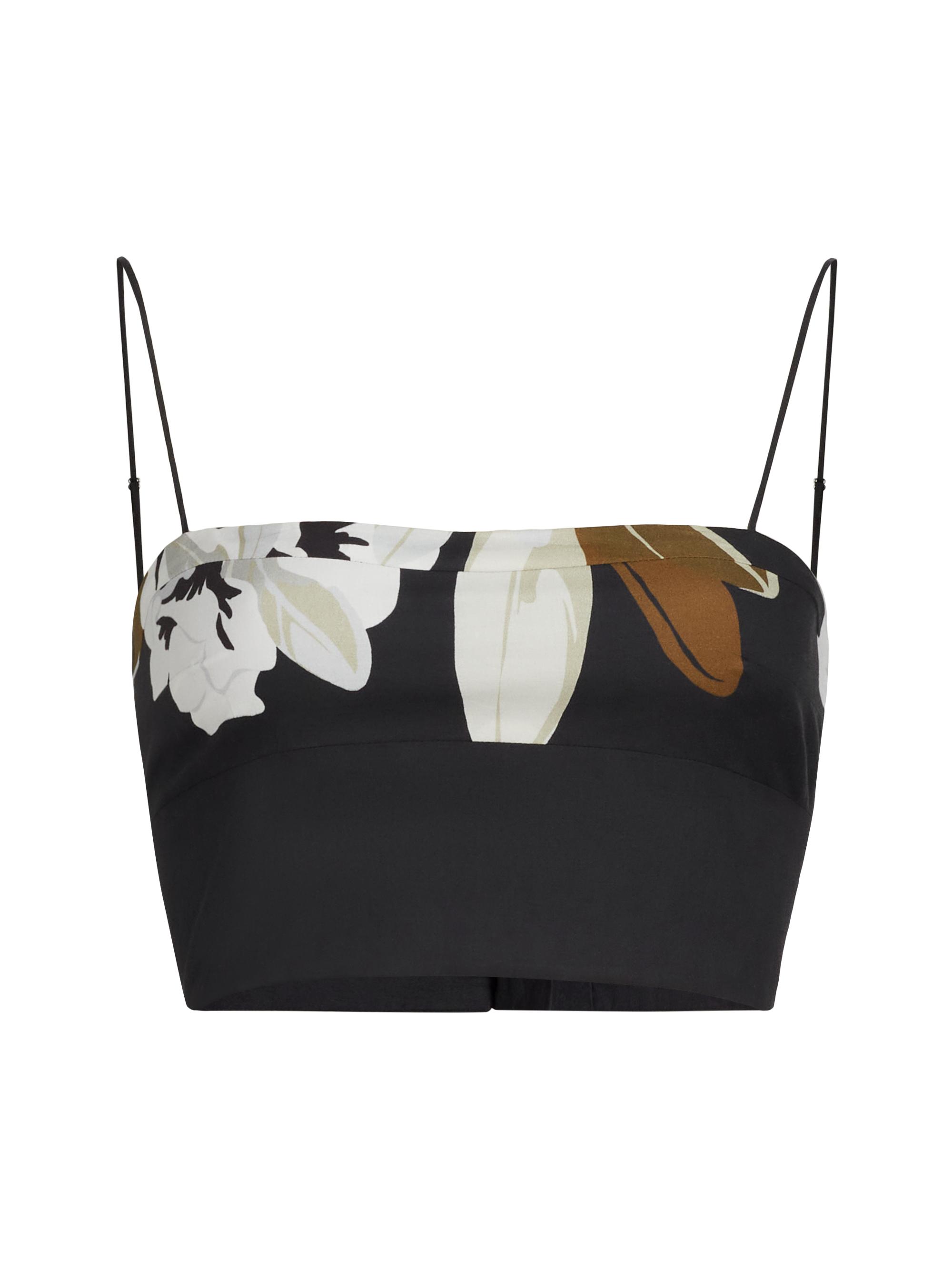 Adam Lippes Women's Bex Floral Cotton Voile Crop Top - Black White