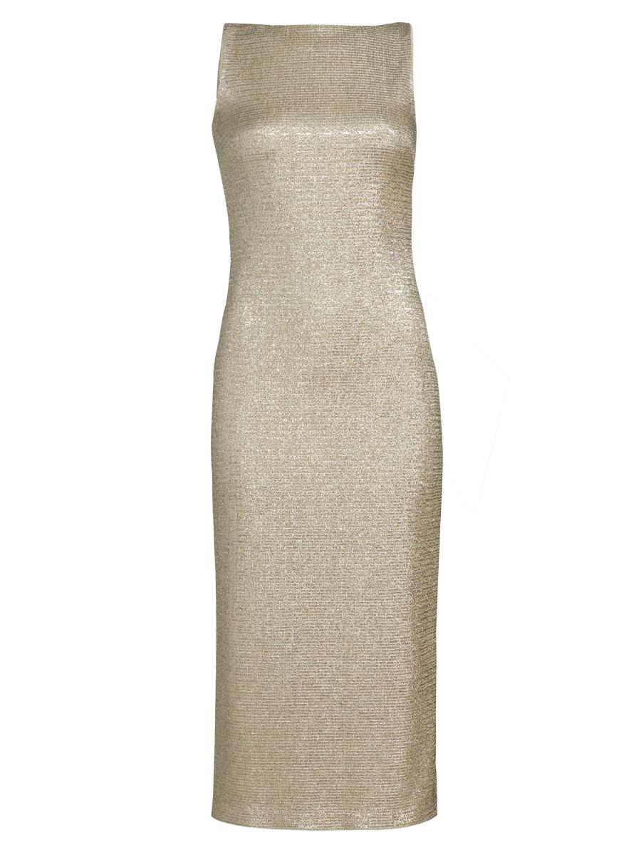 Adam Lippes Women's Blaire Metallic Tweed-knit Midi-dress In Gold