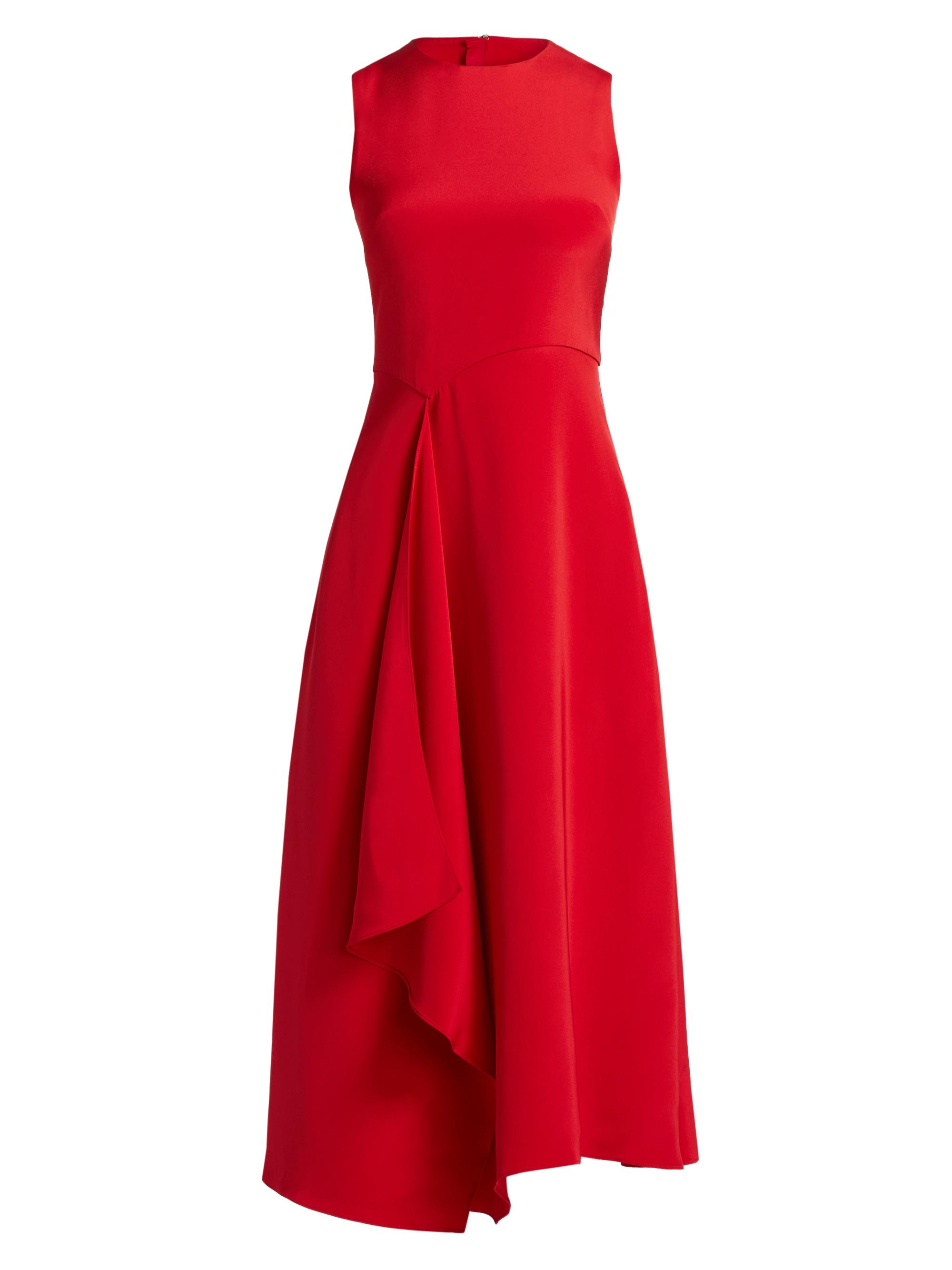 Adam Lippes Women's Lynn Draped Silk Midi-Dress - Poppy