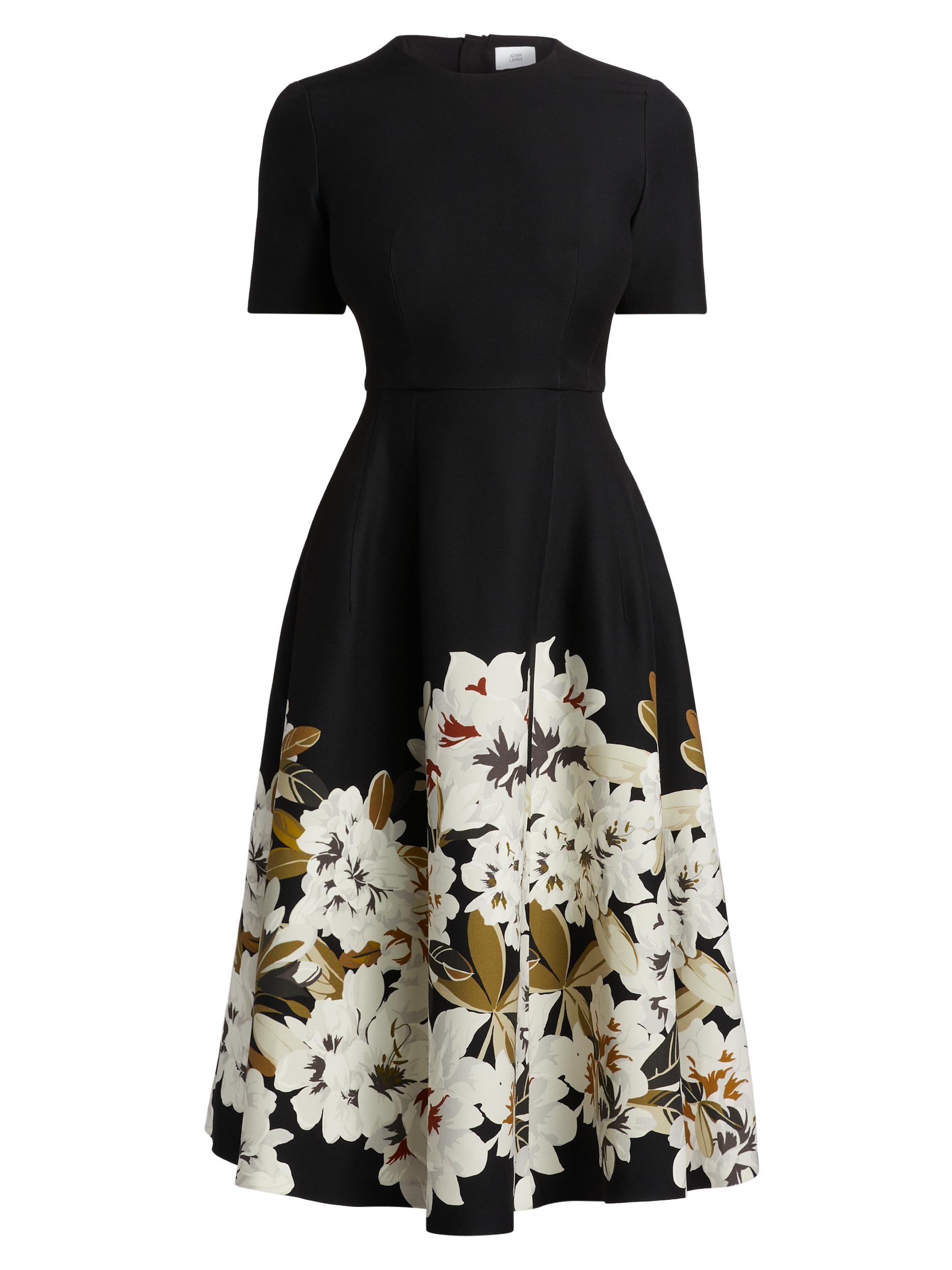 Adam Lippes Women's Evangeline Floral Wool-Silk Fit & Flare Midi-Dress - Black White