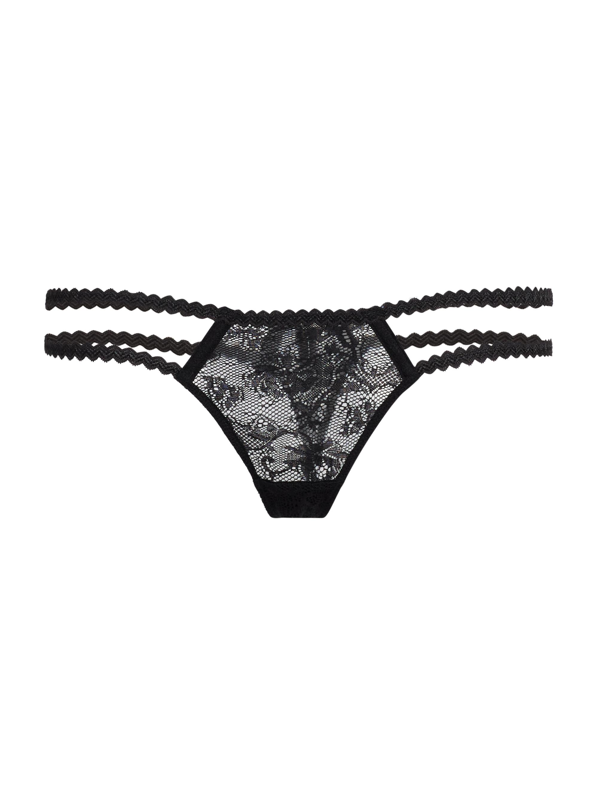 Kiki de Montparnasse Women's Jardin D'oeillet High-Leg Lace Thong - Black