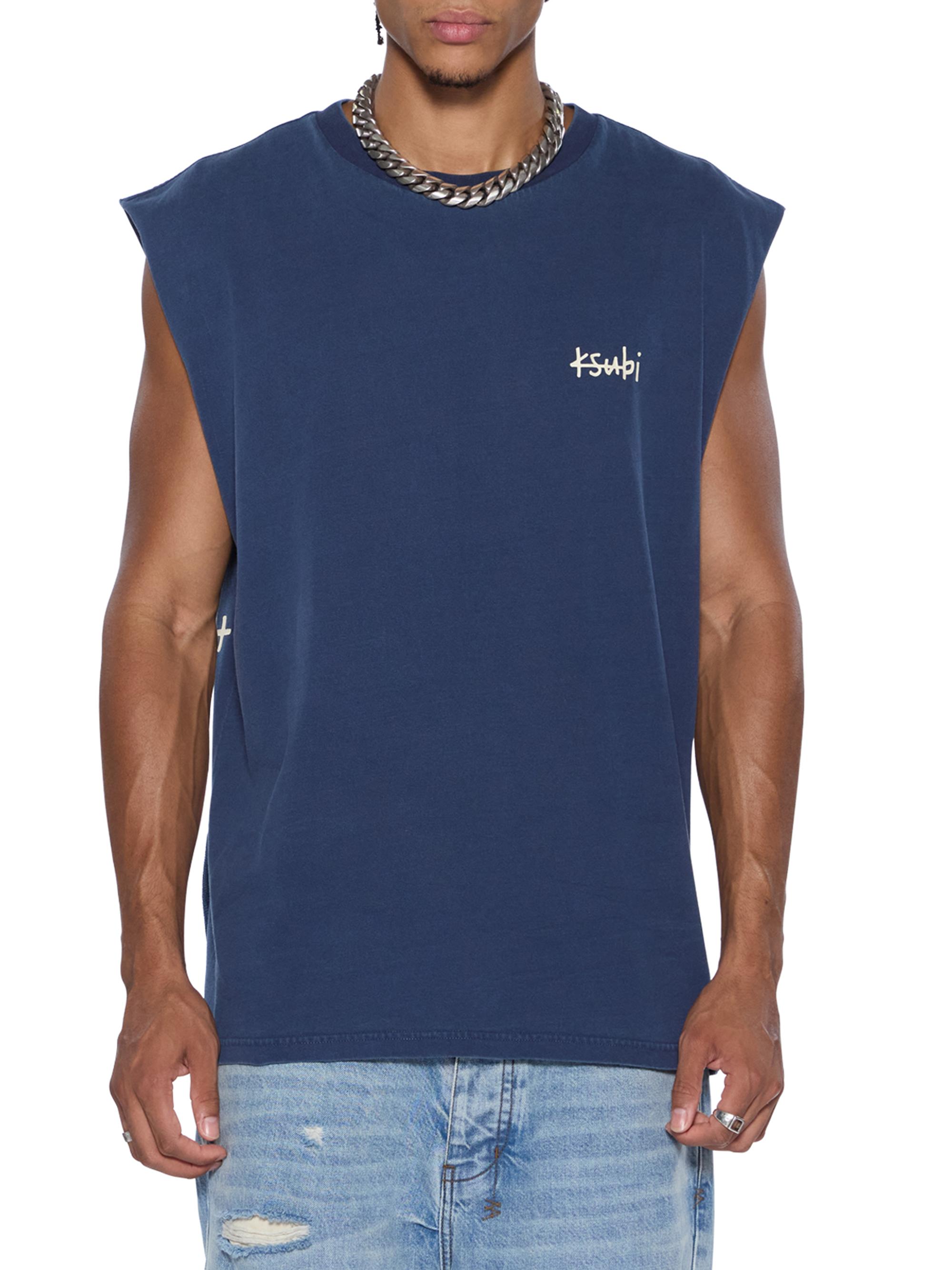 Ksubi Men's No Vacancy Nirvana All Day Biggie Cotton Cut-Off T-Shirt - Navy