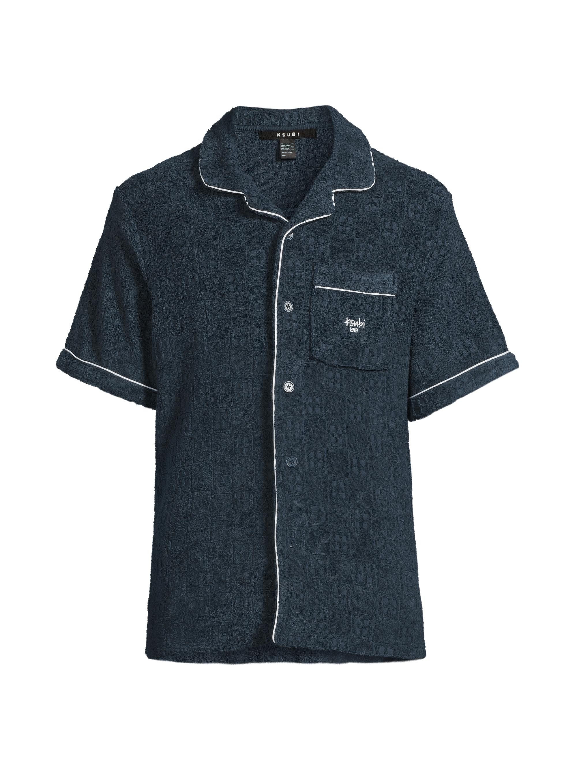 Ksubi Men's Lounge Cotton Terry Resort Shirt - Navy